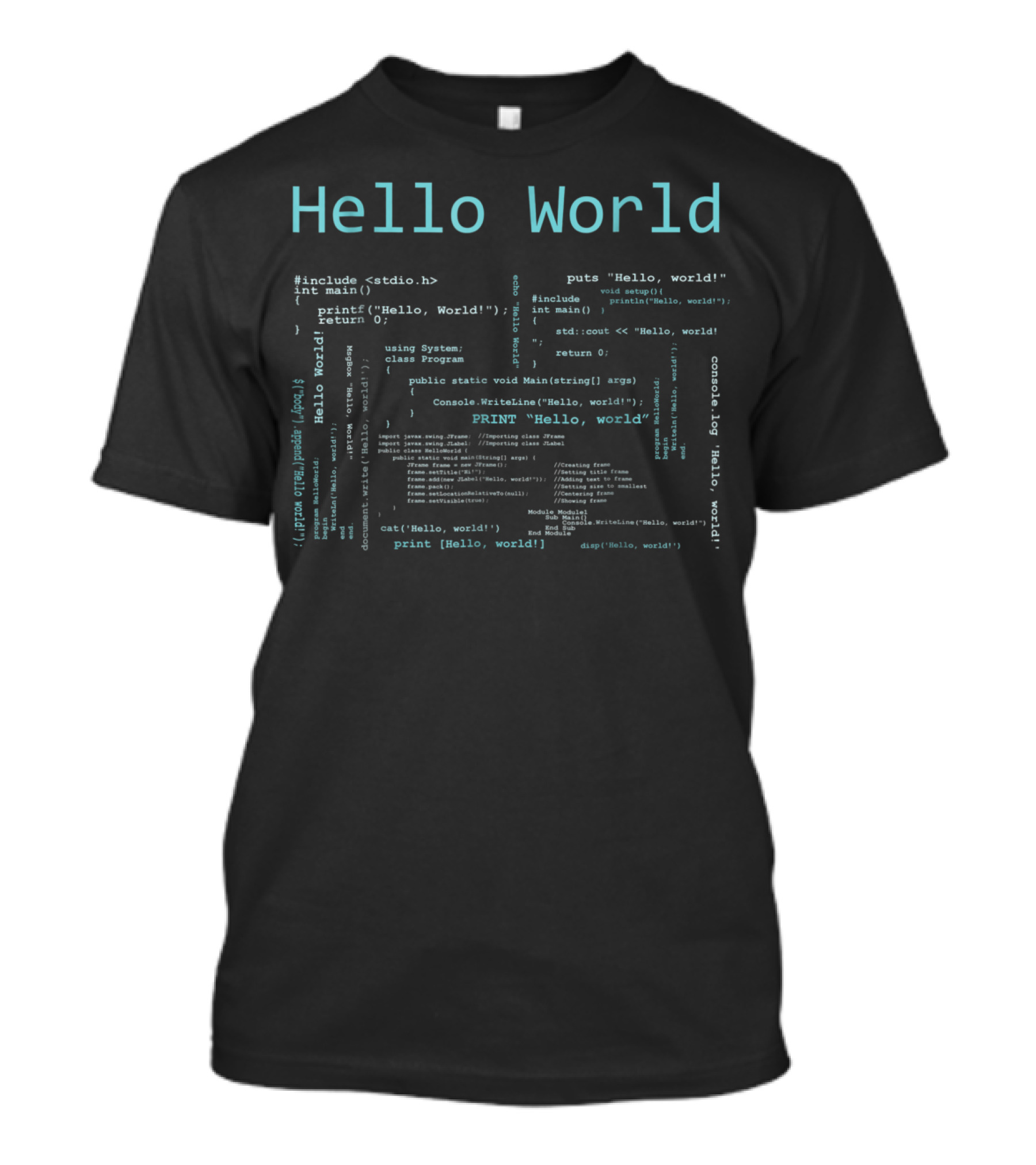 Hello World Programming Languages Code Snippets T-Shirt