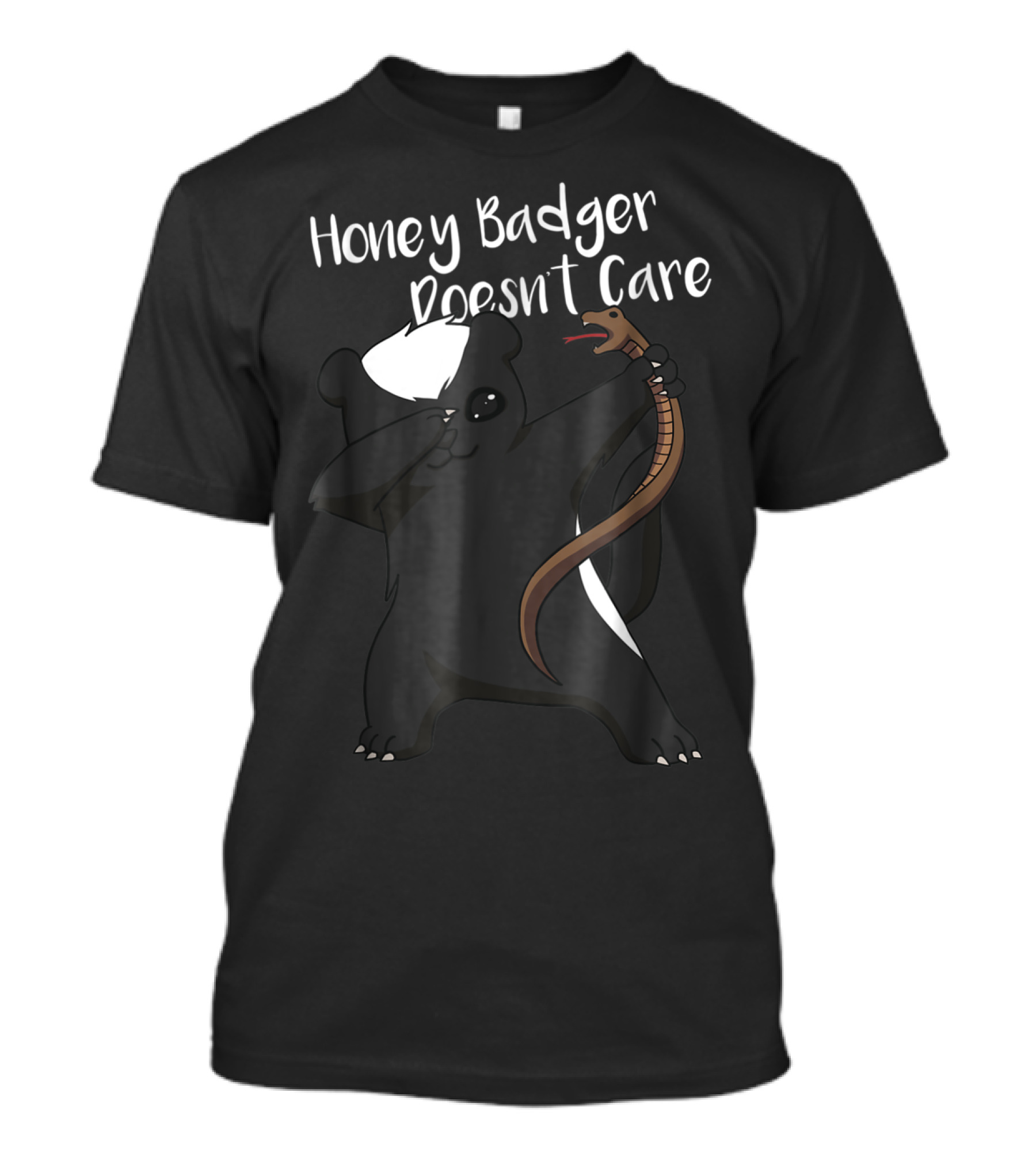 Honey Badger Doesn't Care Funny Animal Dabbing With Snake T-Shirt