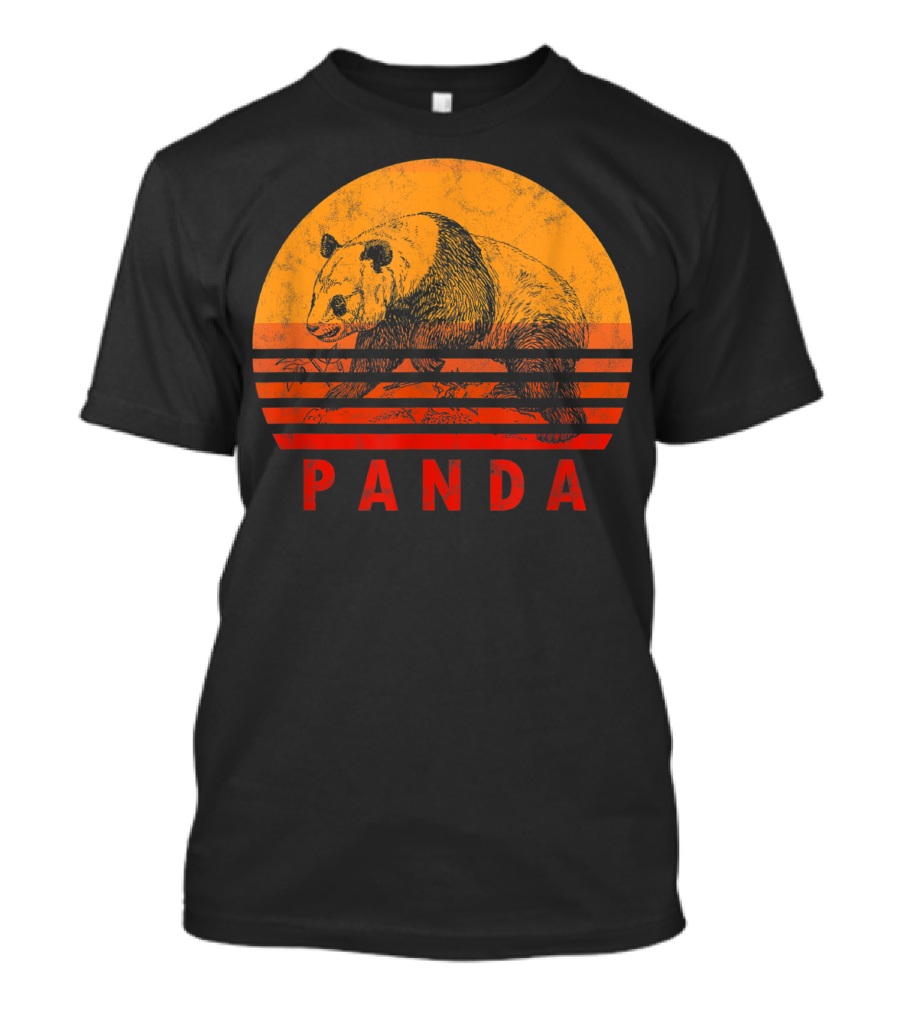Vintage Panda Bear Sunset Illustration Panda Lover T-Shirt