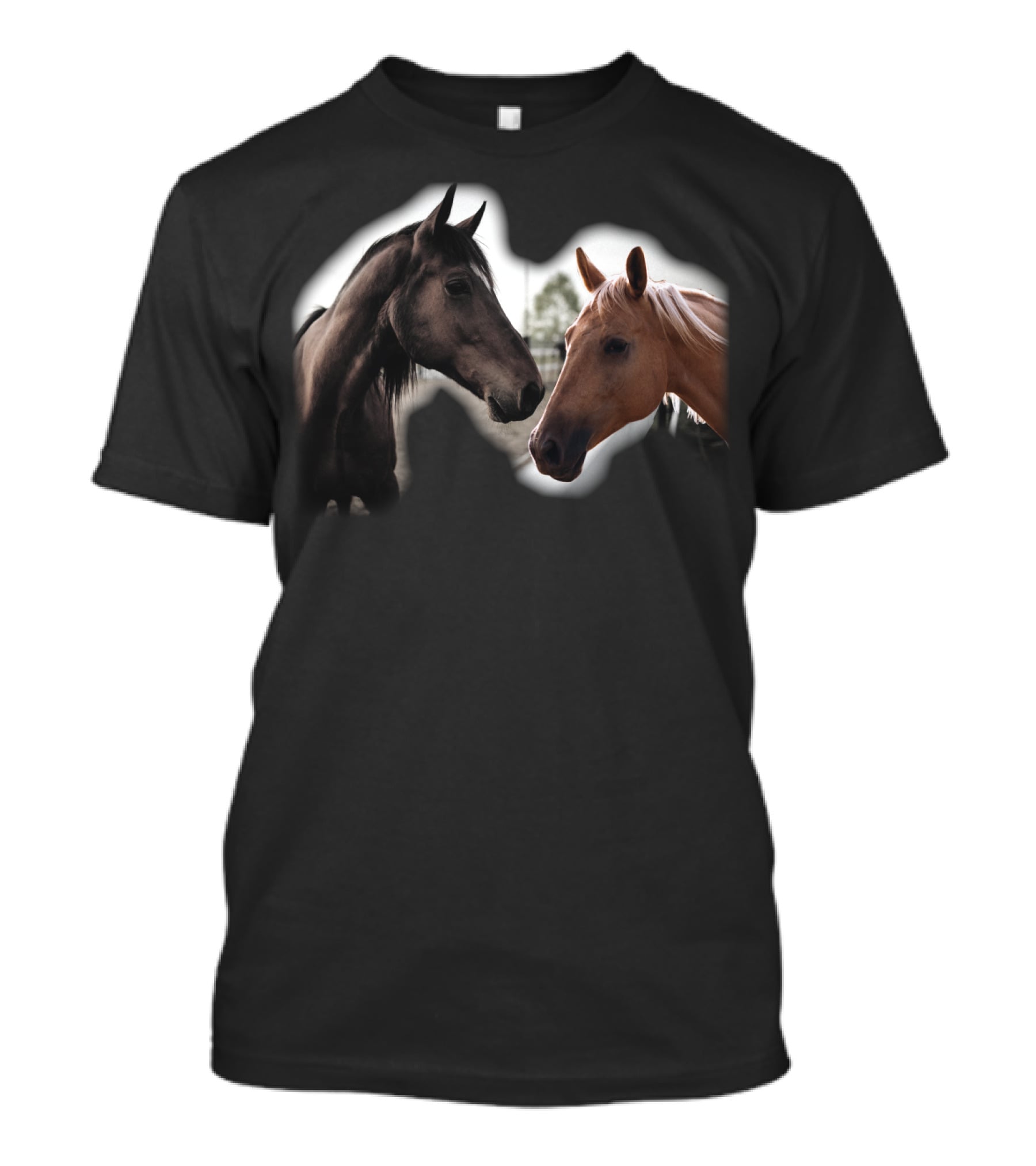 Cute Black And Brown Horse Interaction T-Shirt