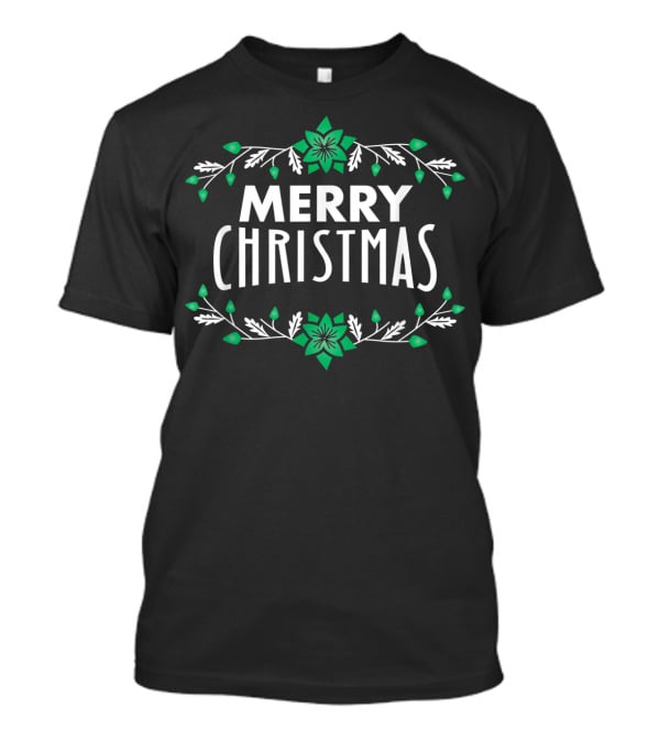 Merry Christmas Classic Festive Green Floral J9 T-Shirt
