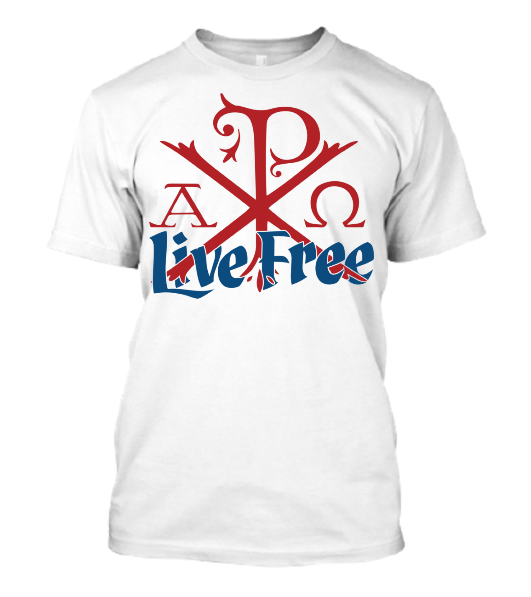 Live Free Red Chi Rho Alpha Omega T-Shirt