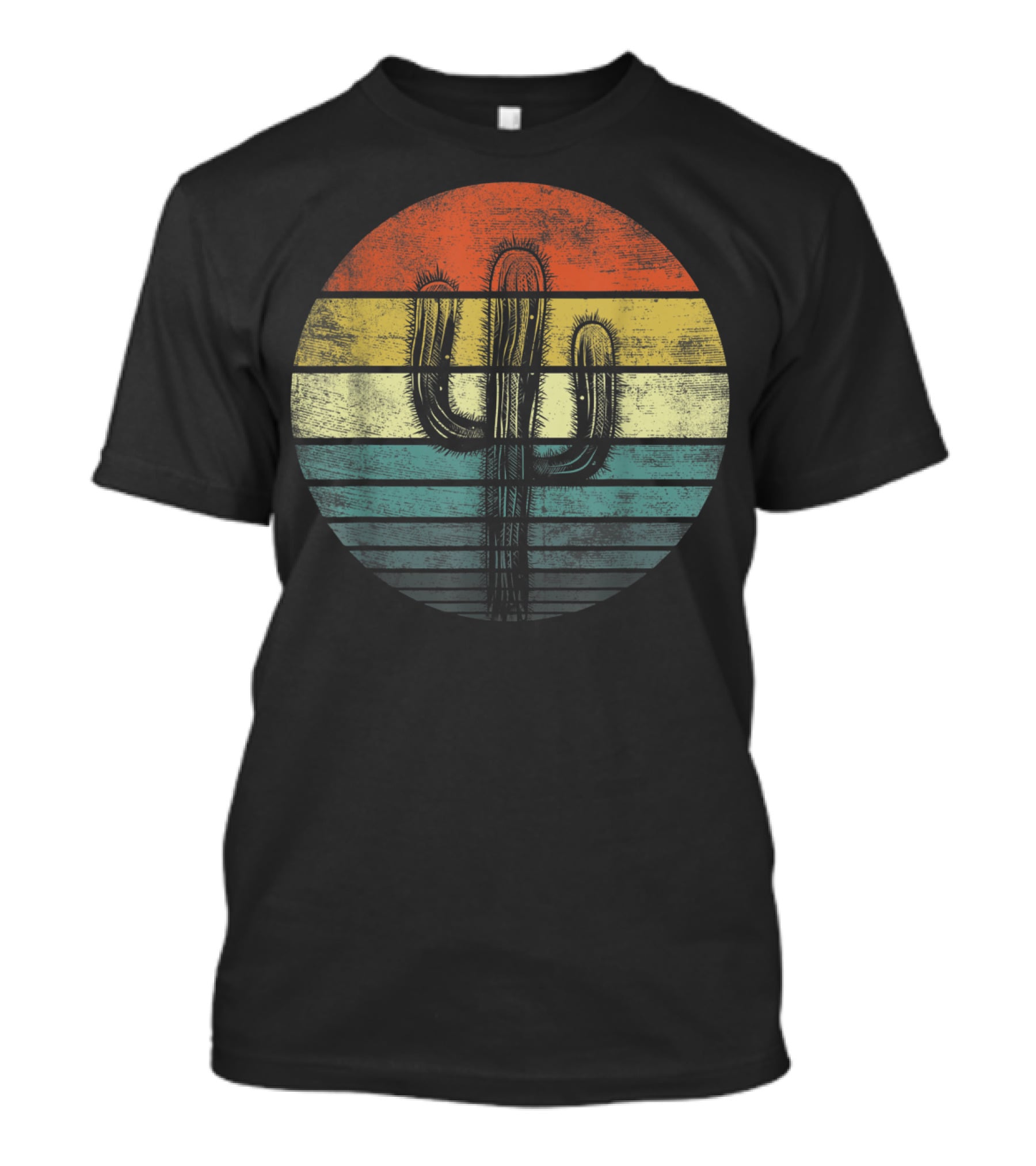 Retro Saguaro Cactus Sunset Stripes Cactaceae Vintage Vibes T-Shirt