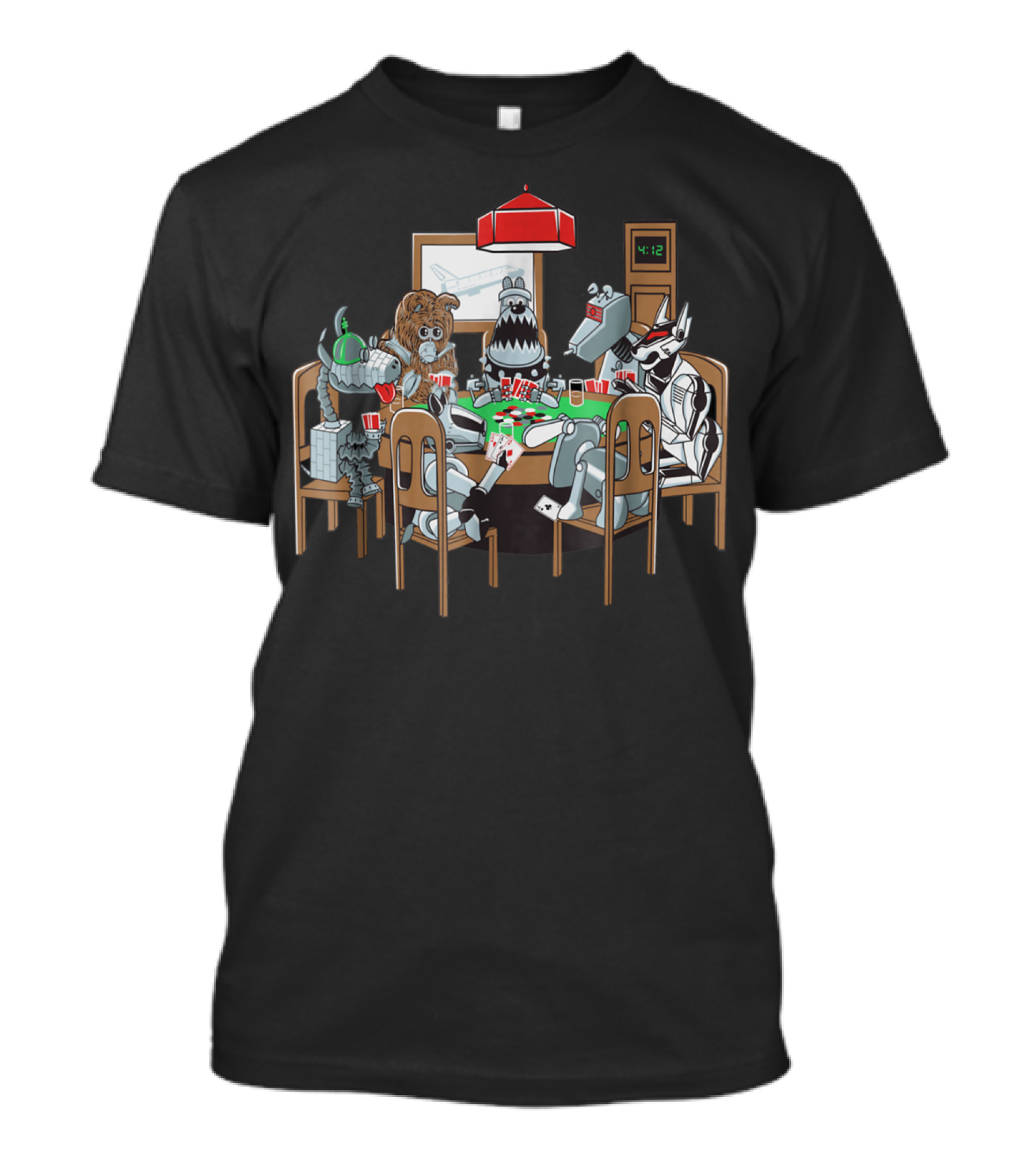 Robot Dogs Playing Poker At 4:12 With Red Poker Lamp T-Shirt