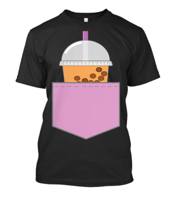 Bubble Tea Boba Cup In Pink Pocket T-Shirt