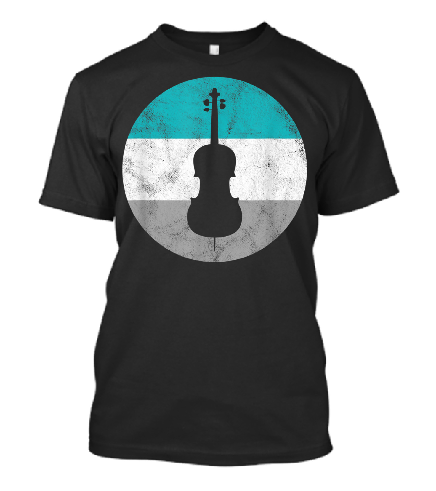 Cello Silhouette With Teal White Gray Circle Background T-Shirt