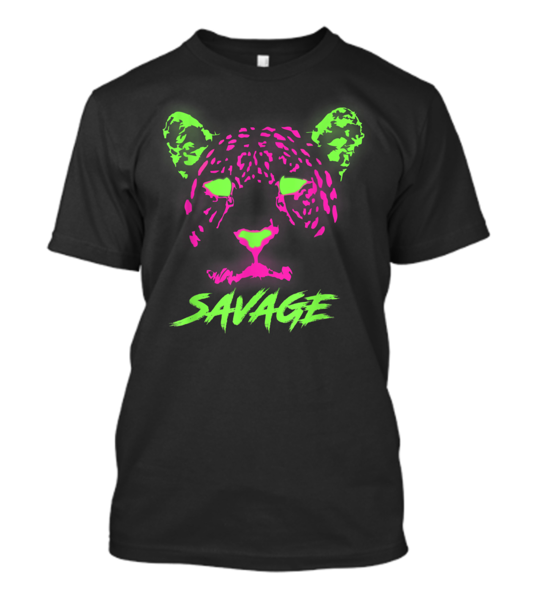 Savage Neon Glow Leopard Fluorescent Critical Nerd T-Shirt