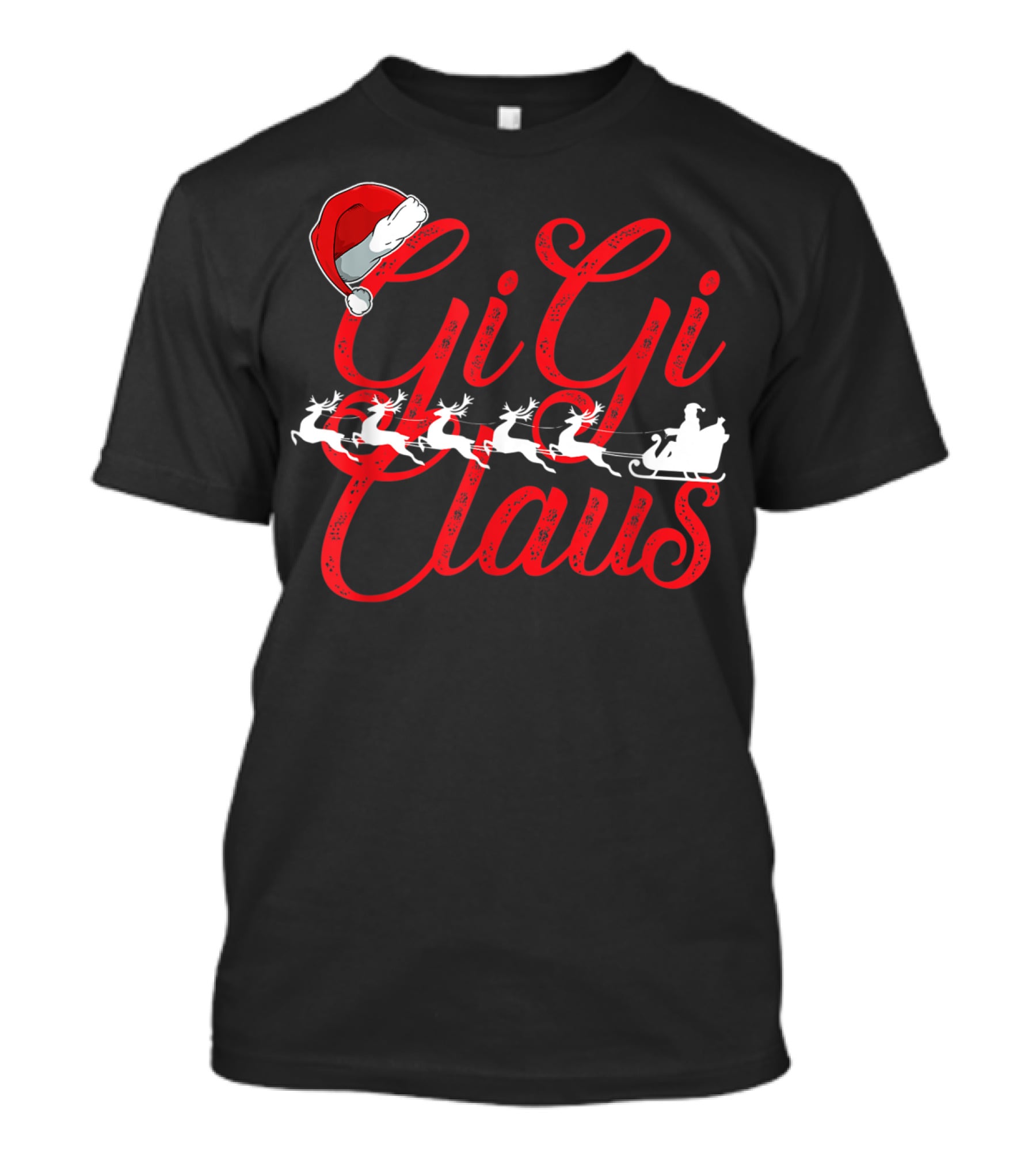 Gigi Claus Santa Hat Reindeer Sleigh Christmas Family T-Shirt