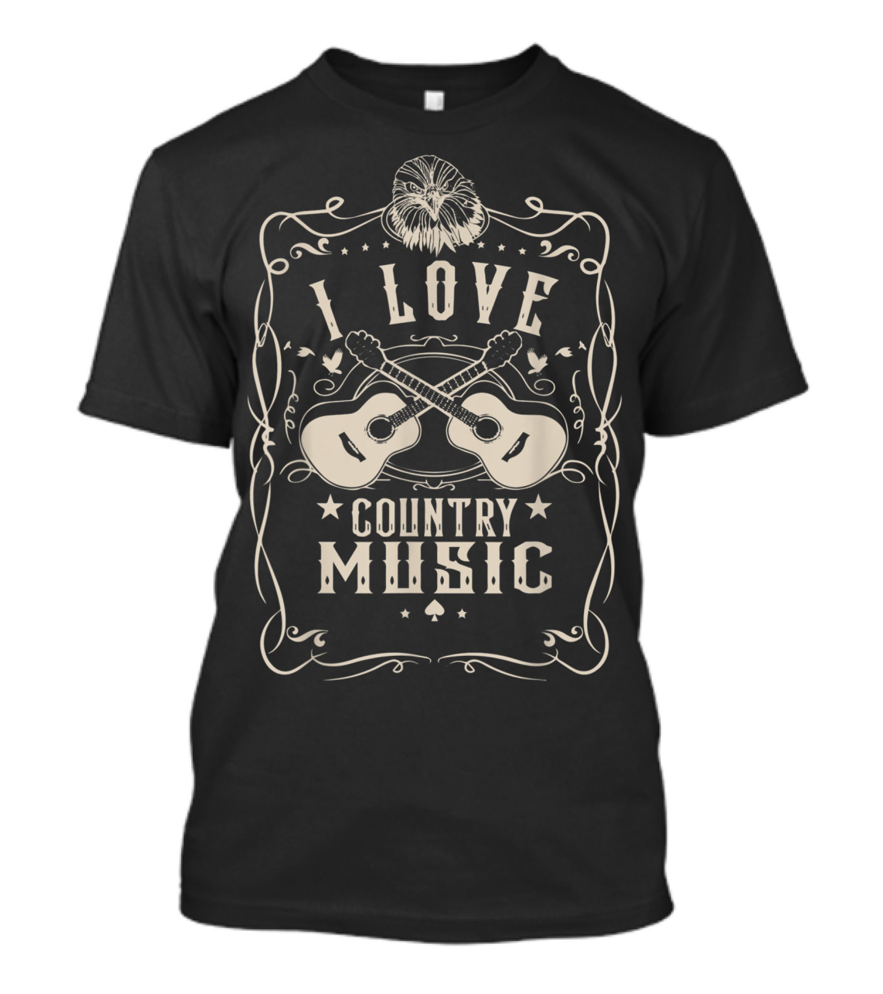 I Love Country Music With Crossed Guitars And Eagle T-Shirt