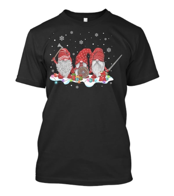 Hanging With Red Gnomies Viking Mythology Norse Gnome Snowflakes Shield Axe Sword T-Shirt