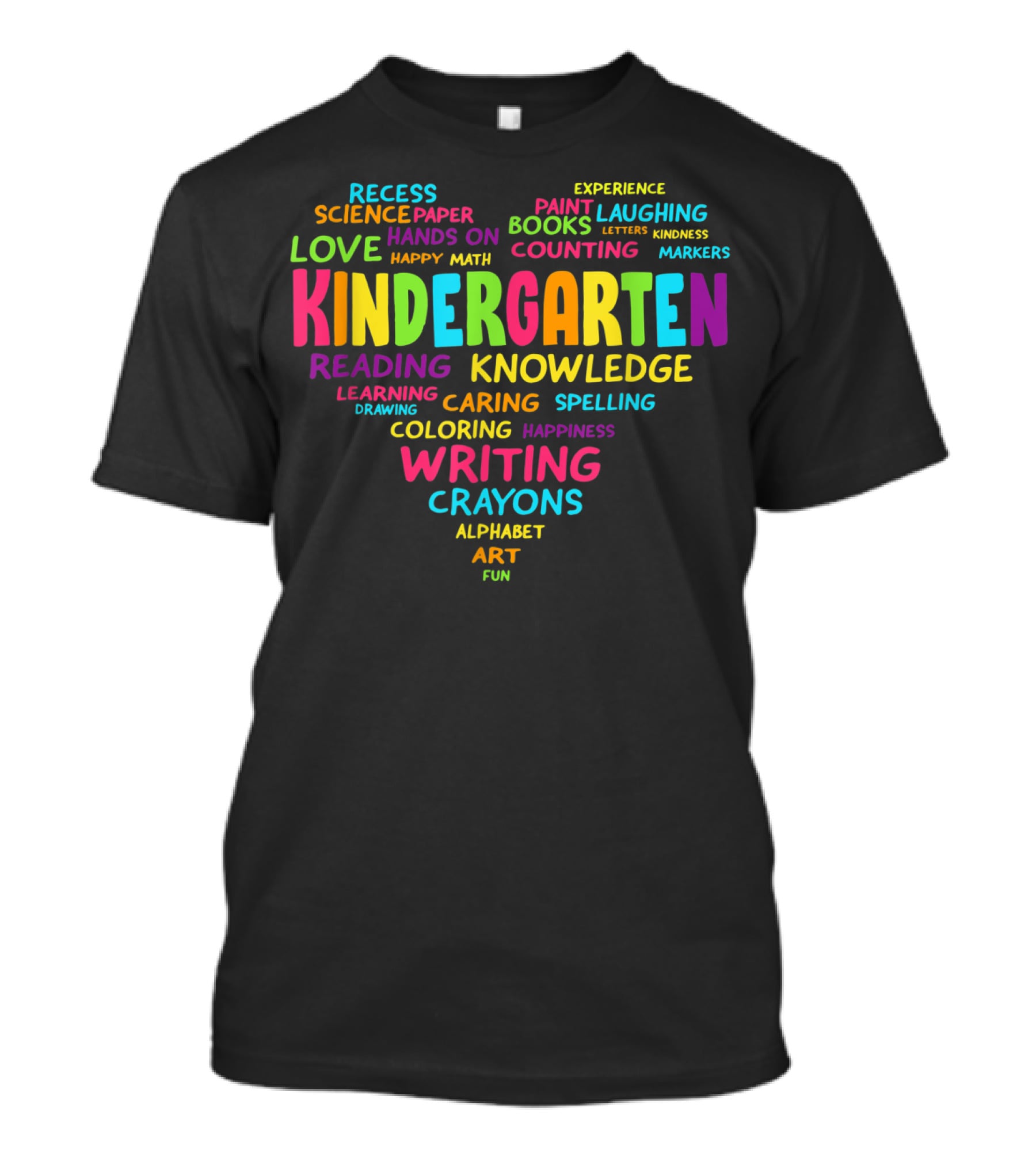 Heart Kindergarten Reading Writing Knowledge Recess Science Art Fun T-Shirt