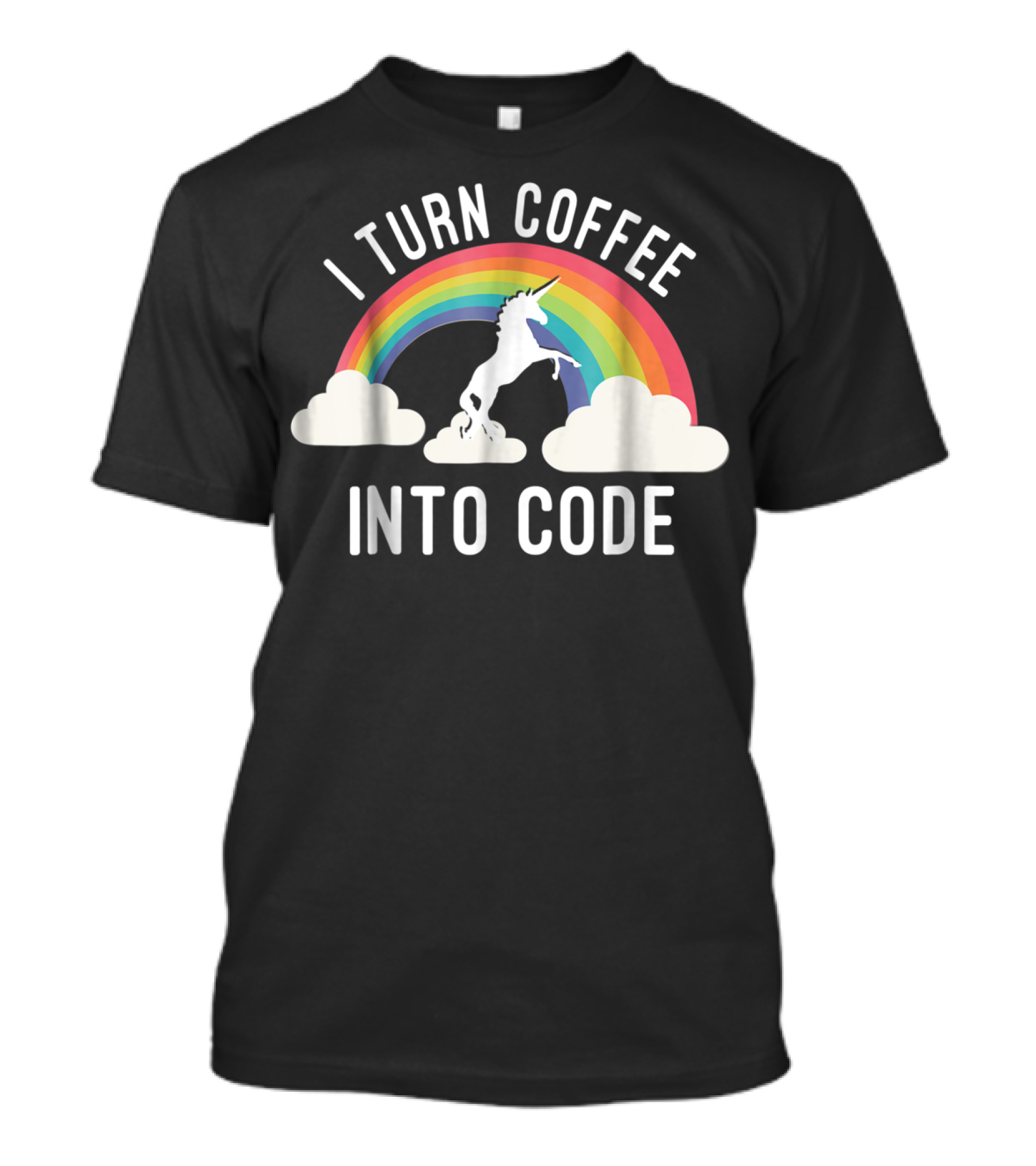 I Turn Coffee Into Code Unicorn Rainbow T-Shirt