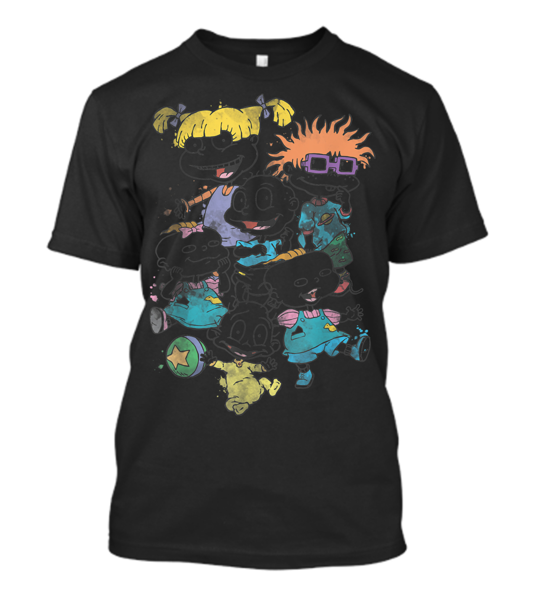 Rugrats Baby Group Watercolor Characters With Bright Outfits And Playful Expressions T-Shirt