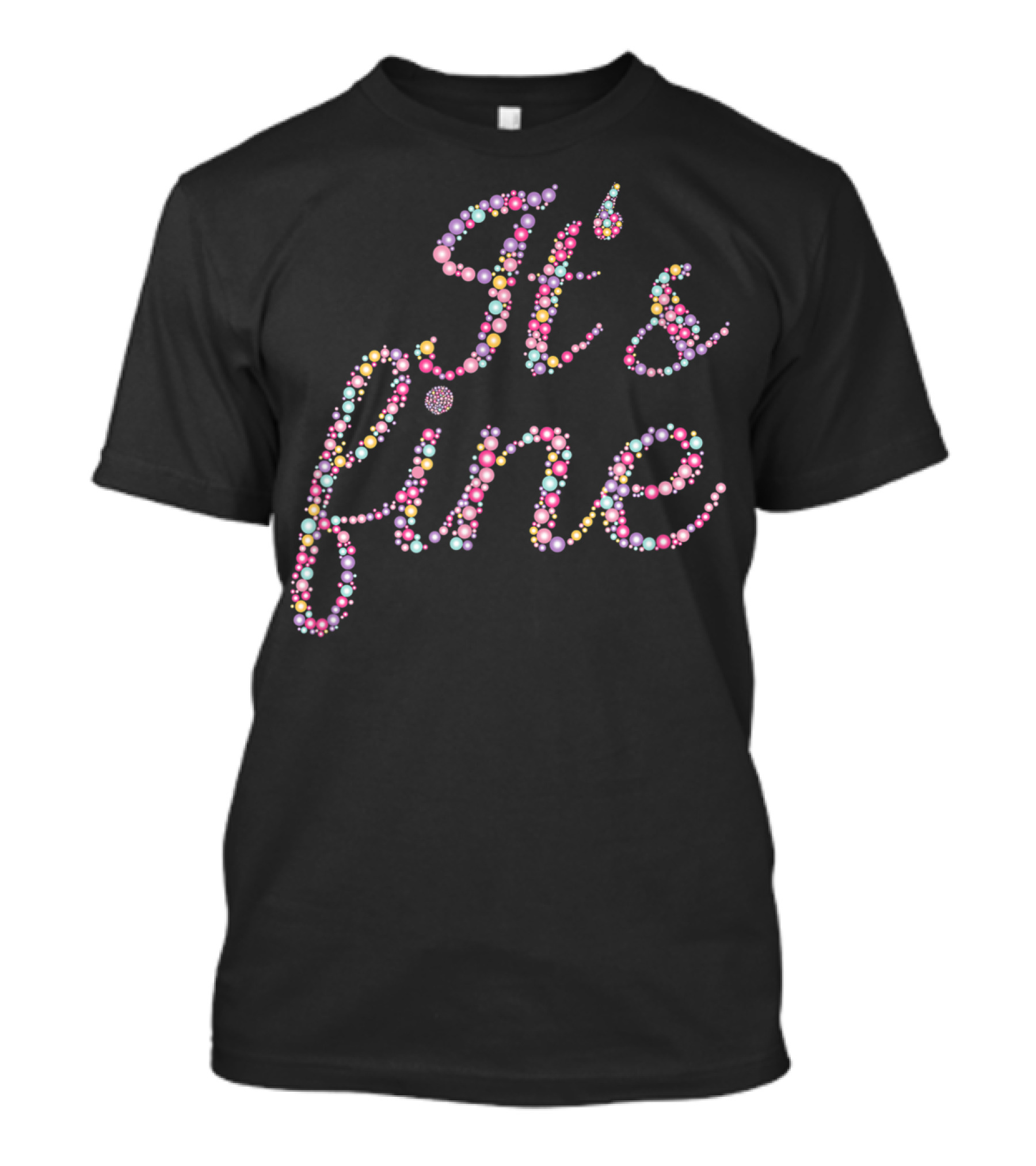 It's Fine Classic Vintage Print Colorful Beaded T-Shirt