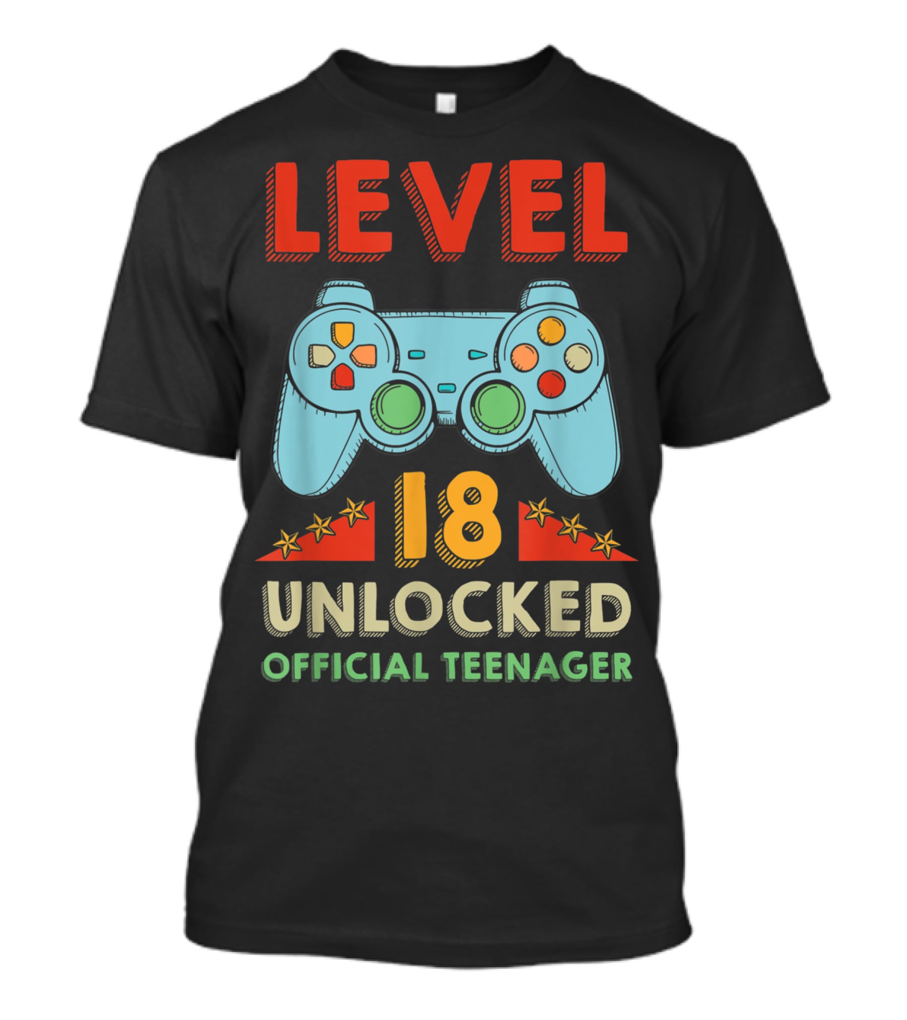 Level 18 Unlocked Official Teenager Gamer Controller T-Shirt