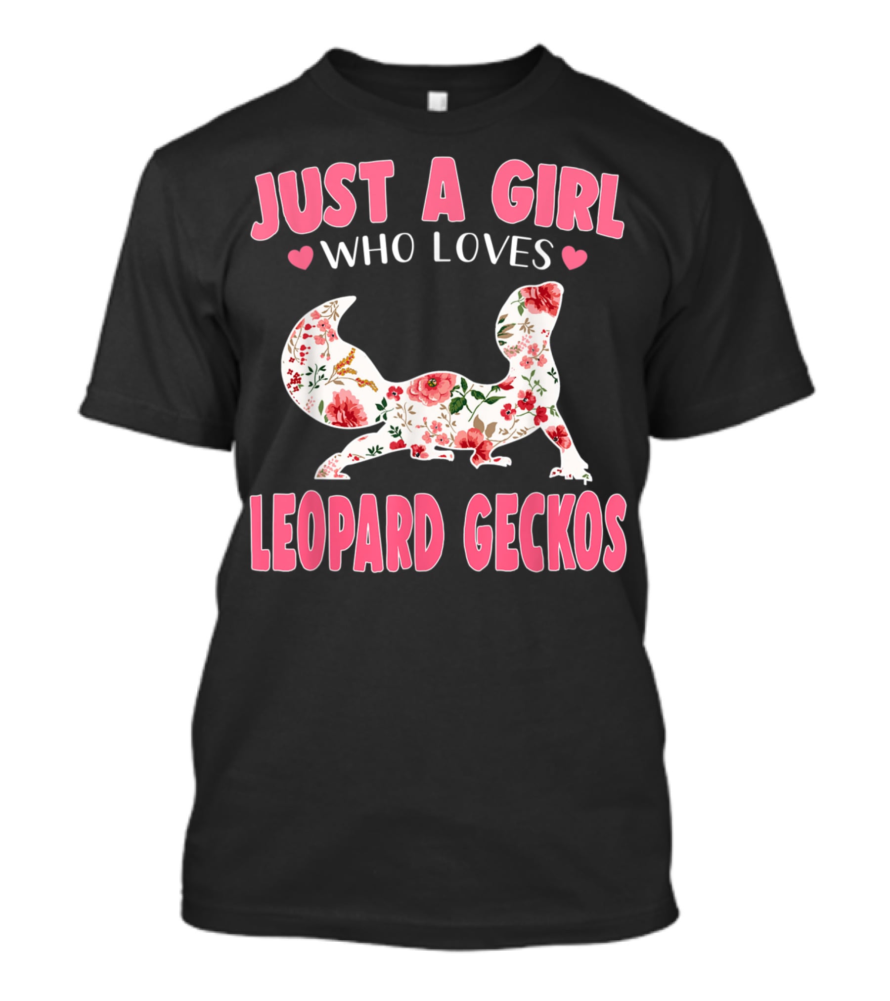 Just A Girl Who Loves Leopard Geckos Floral Heart T-Shirt