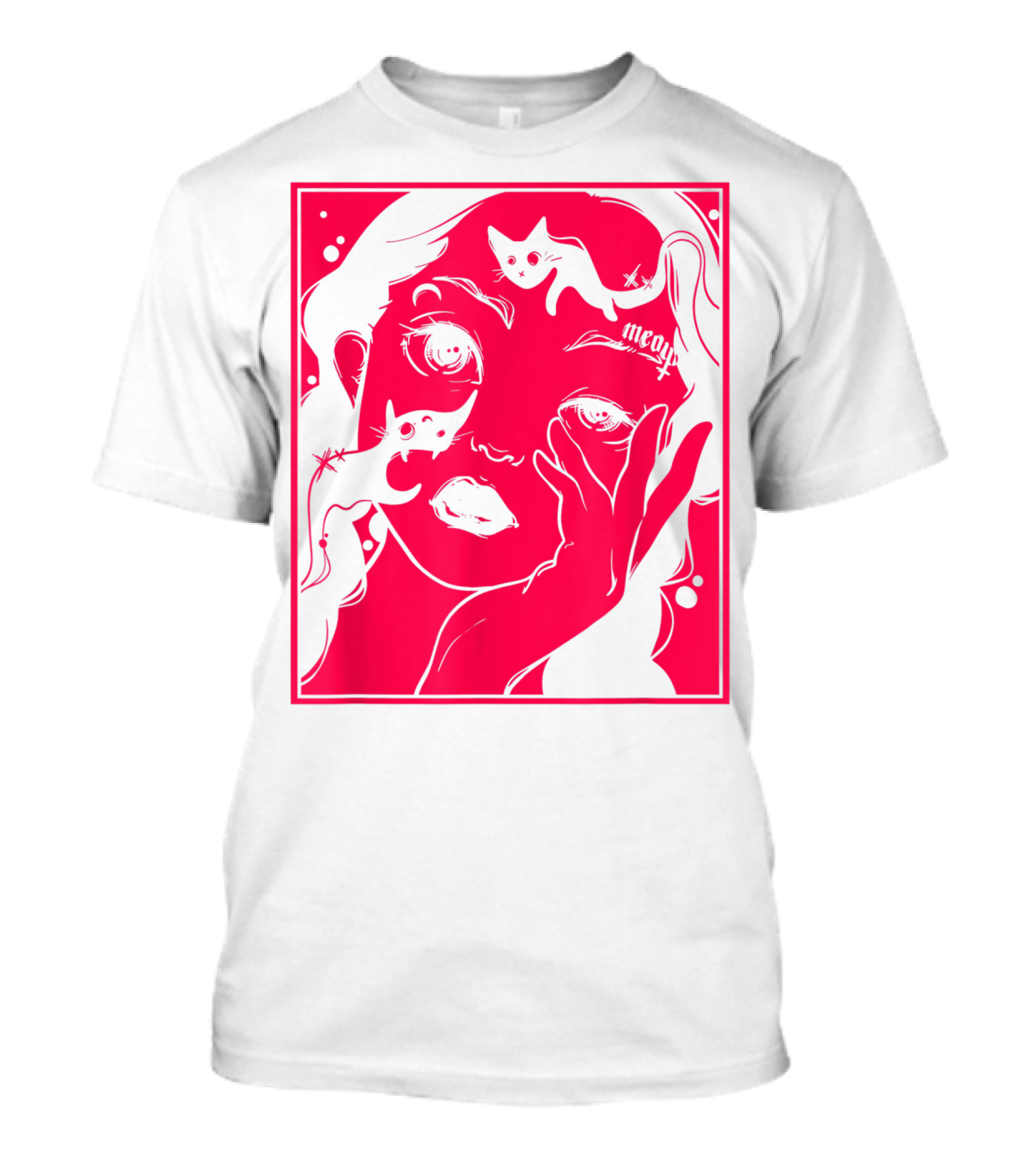 Kawaii Soft Grunge Egirl Aesthetic Harajuku Meow Black Cat Motif T-Shirt