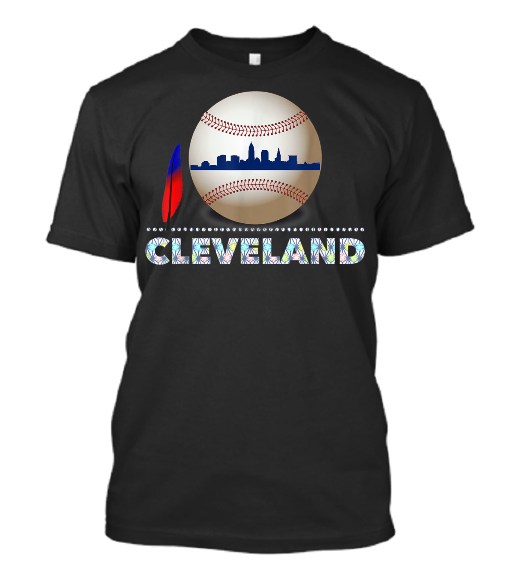 Cleveland Baseball Skyline Feather Emblem T-Shirt
