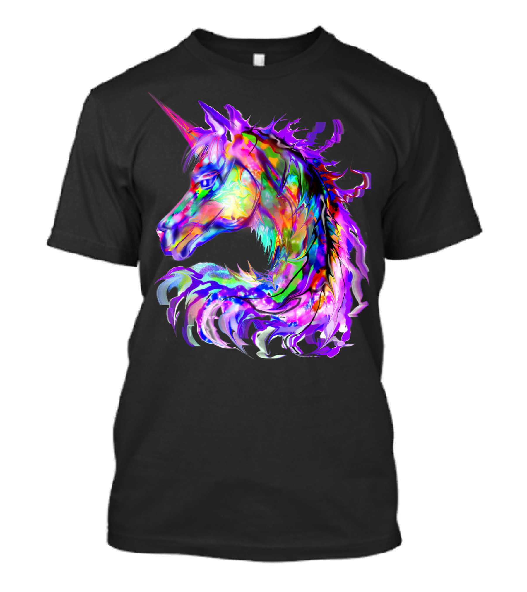 Festival Neon Colorful Rainbow Cute Unicorn Rave T-Shirt