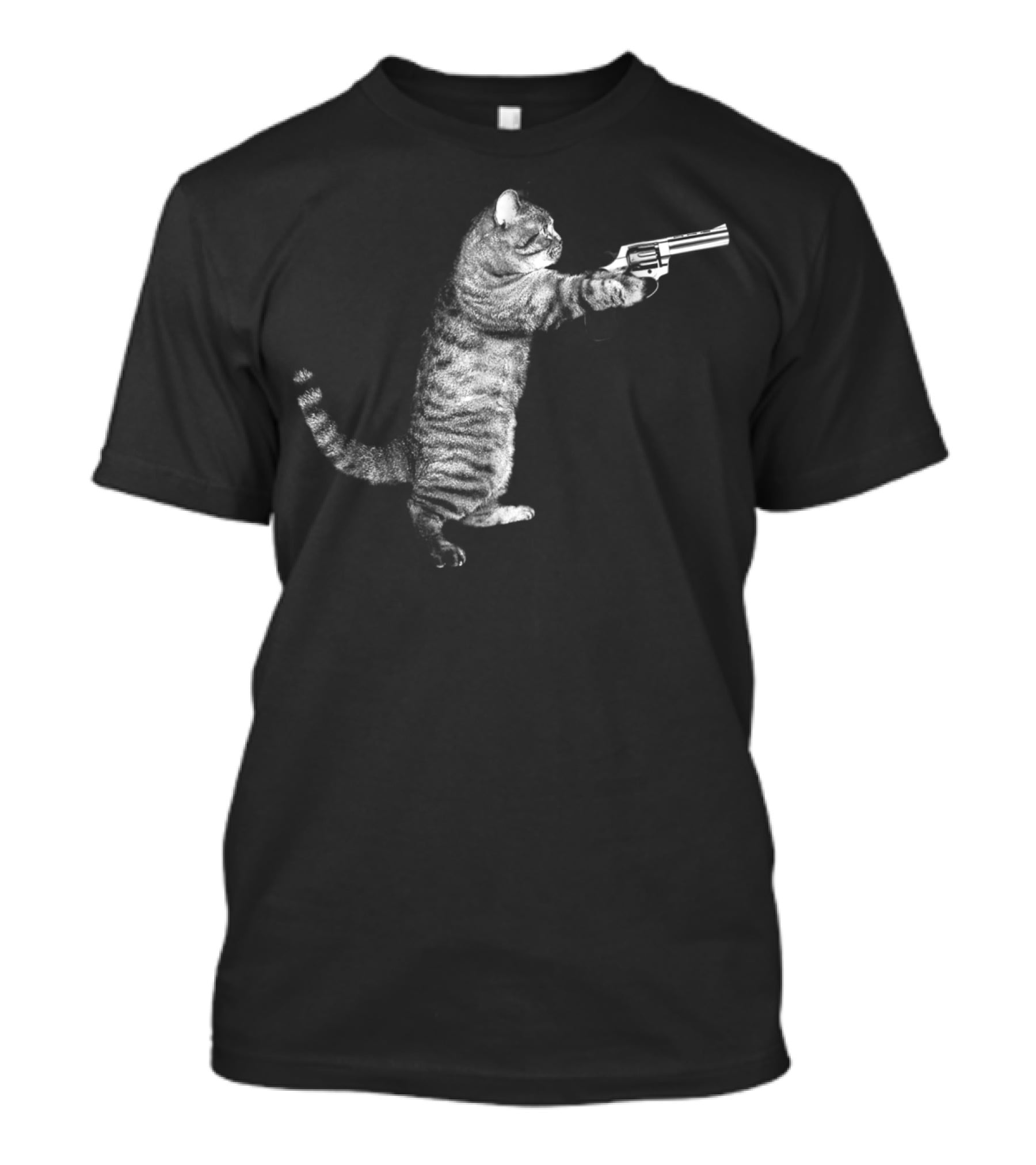 Gun Kitty Funny Cat Holding Revolver T-Shirt