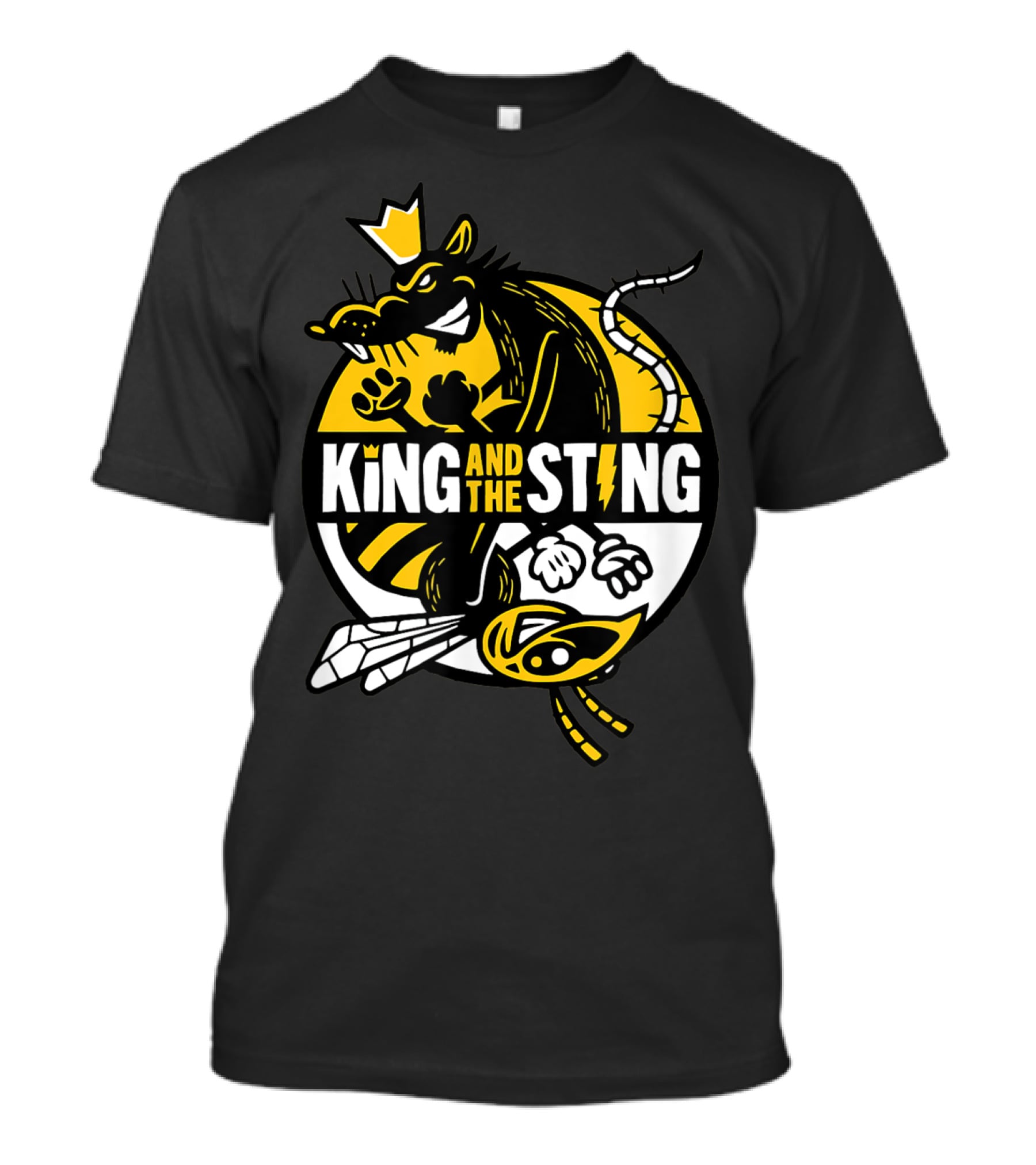 KING AND THE STING Crowned Rat And Bee Emblem T-Shirt