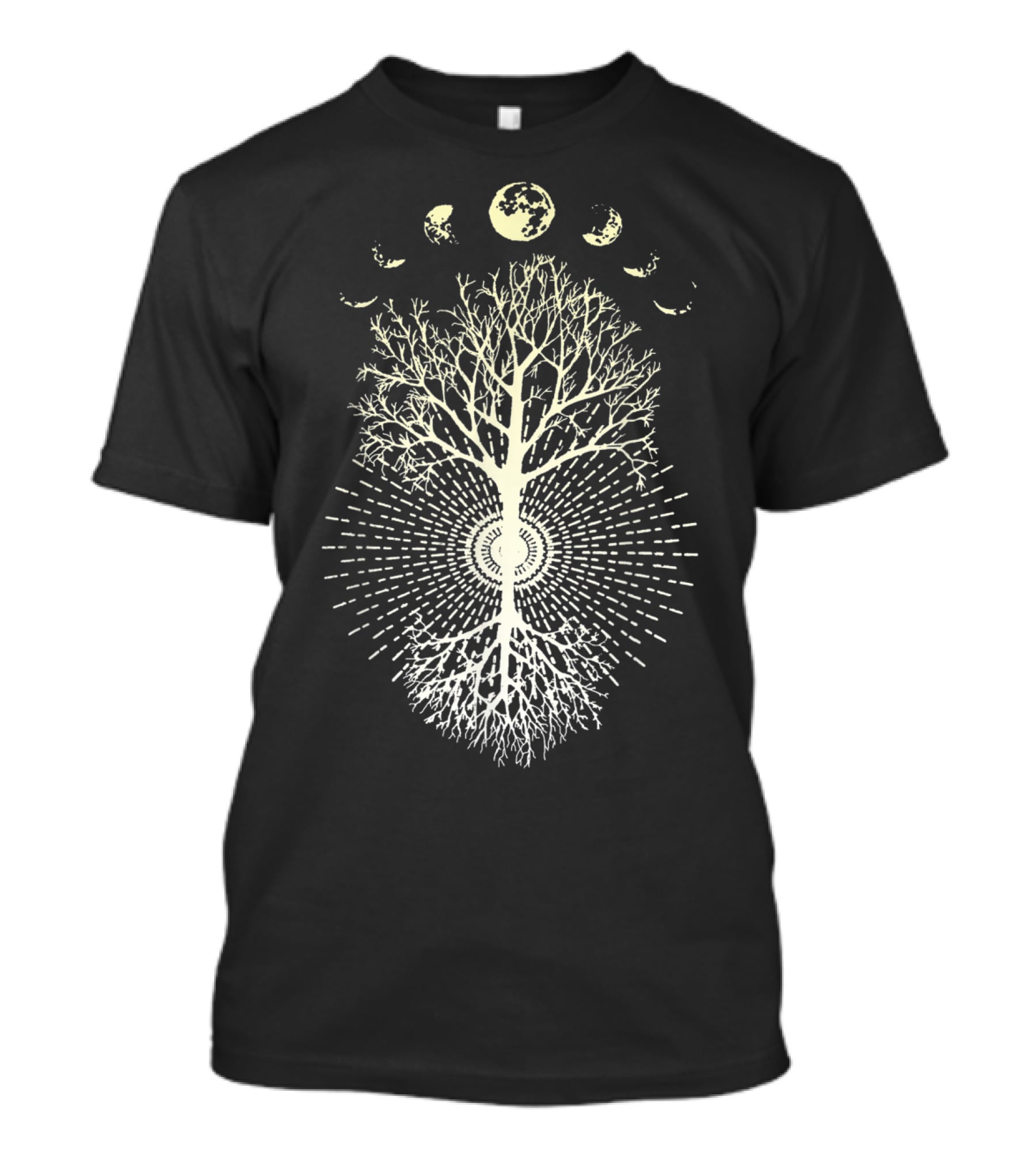 Phases Of The Moon Tree With Radiating Symmetry And Branches T-Shirt