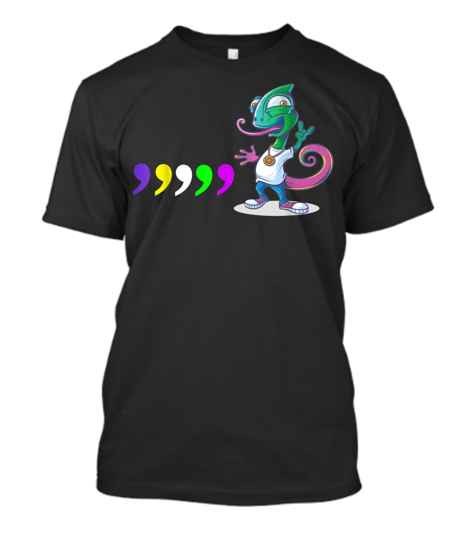 Comma Chameleons 80S Sound Rock Colorful T-Shirt