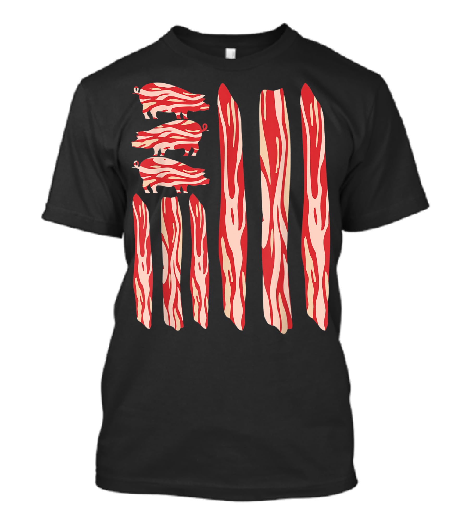Funny Vintage Bacon Flag With Pig T-Shirt