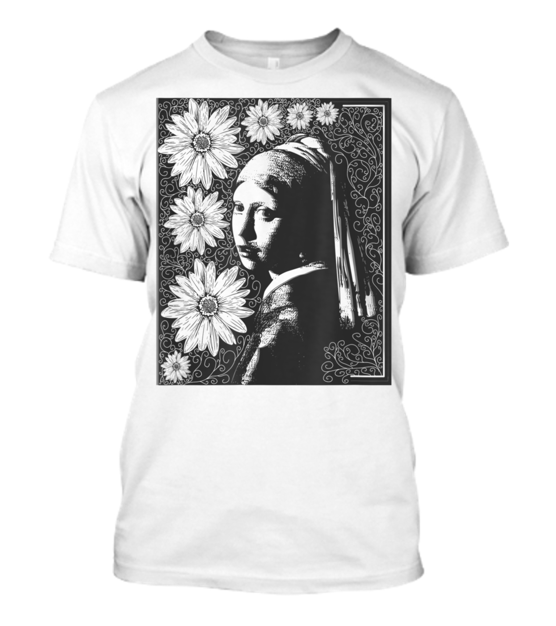 Girl With A Pearl Earring Floral T-Shirt