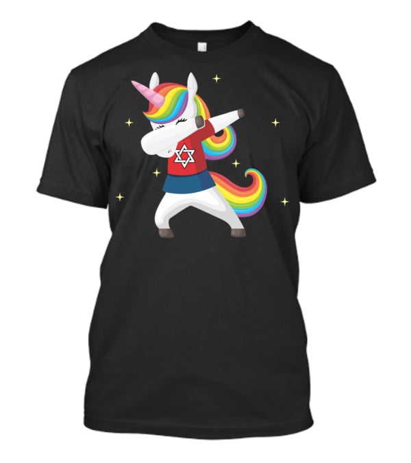 Unicorn Dabbing Star Of David Jewnicorn Rainbow Mane T-Shirt