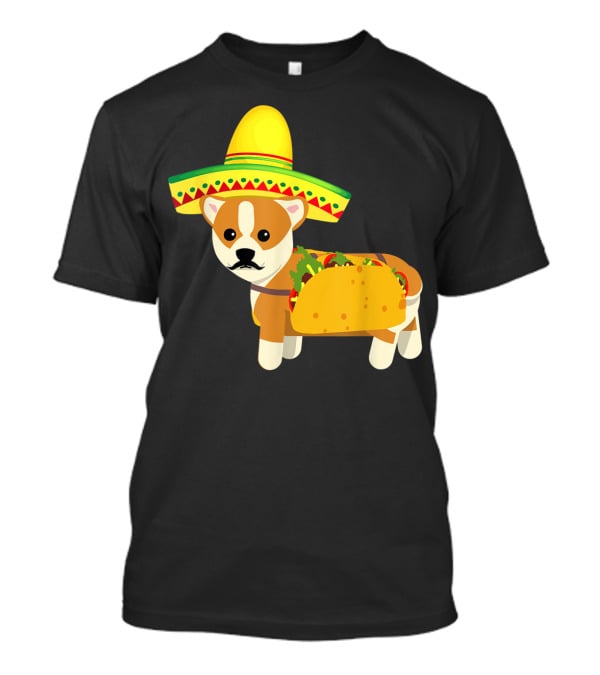 Cinco De Mayo Fiesta Corgi With Sombrero And Taco T-Shirt
