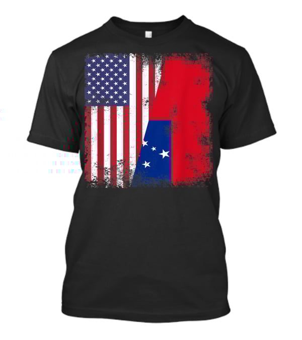 Half Samoan Flag Vintage Samoa USA Distressed American And Samoan Flags T-Shirt