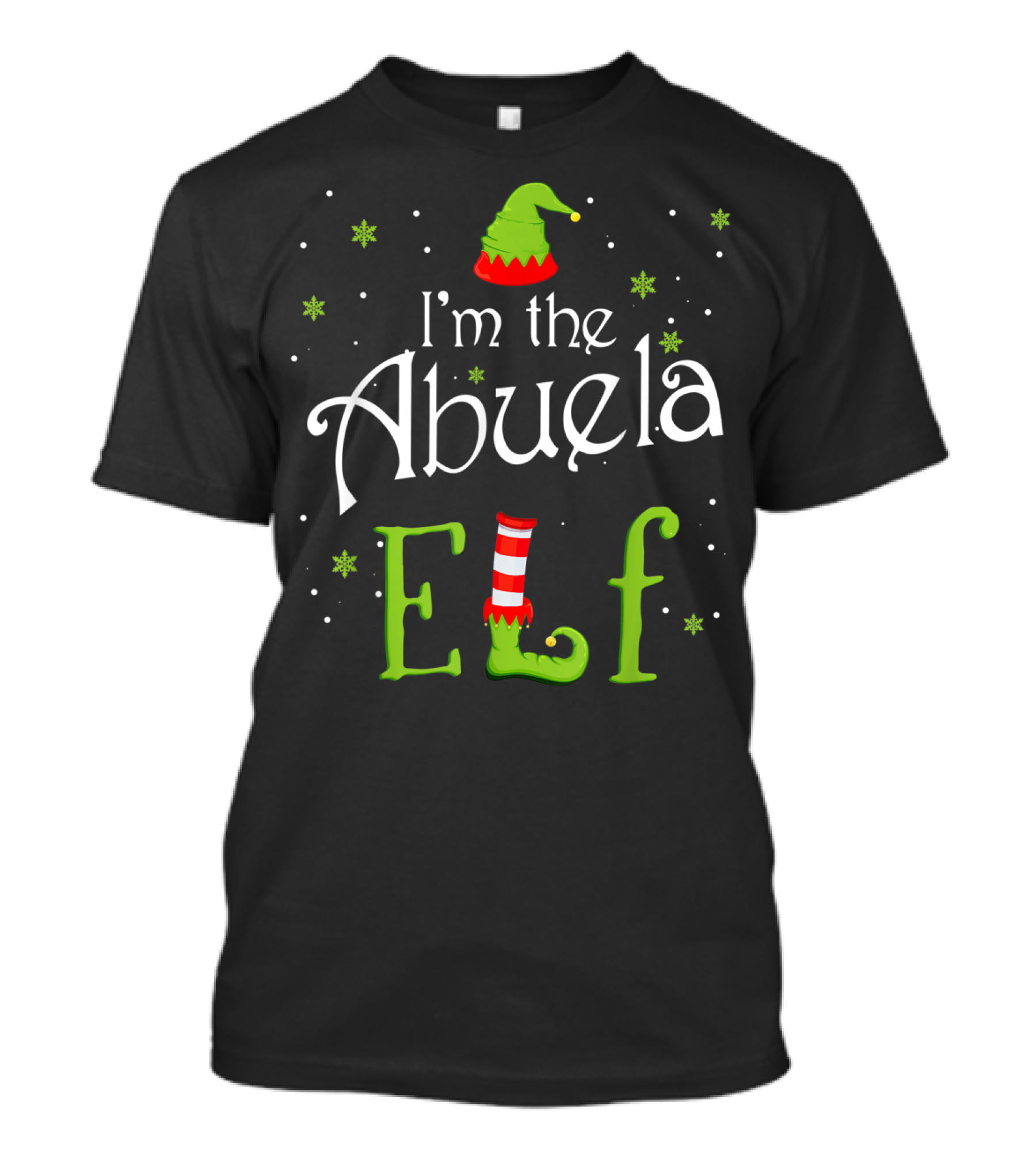 I'm The Abuela Elf Christmas Xmas Family Hat Snowflakes Stocking T-Shirt