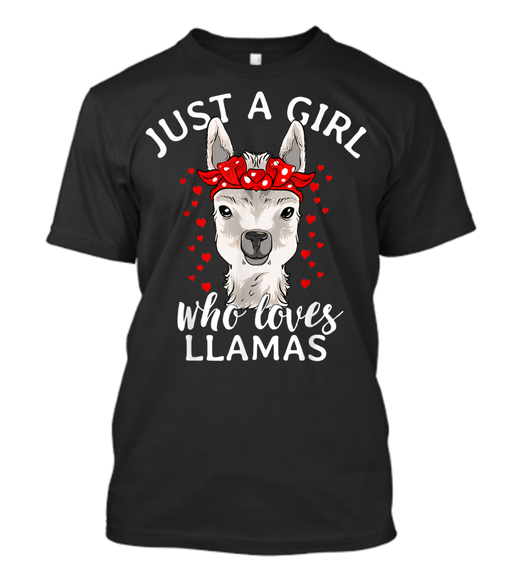 Just A Girl Who Loves Llamas With Hearts And Red Bow T-Shirt