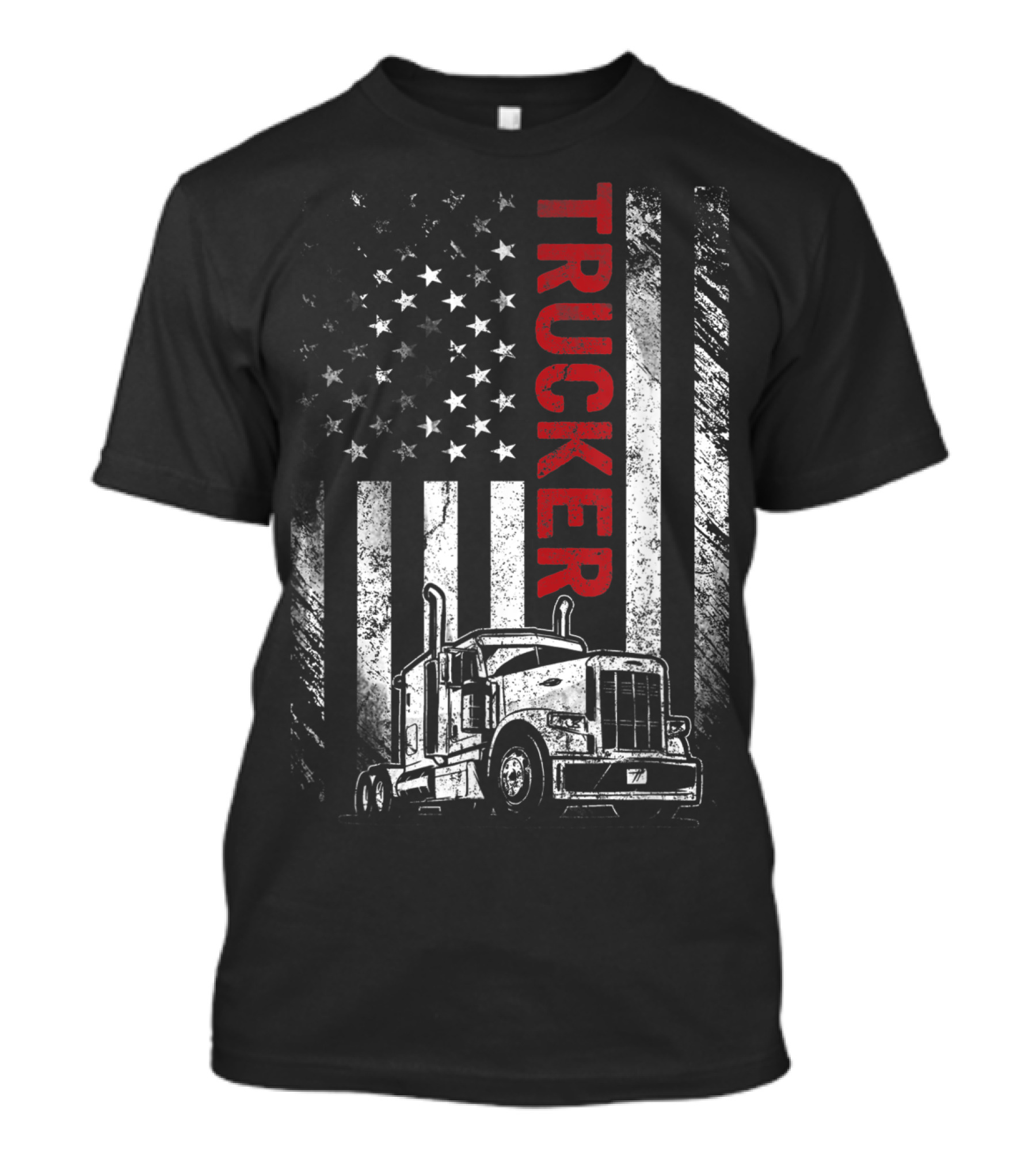Trucker American Flag Vintage Truck Mens T-Shirt
