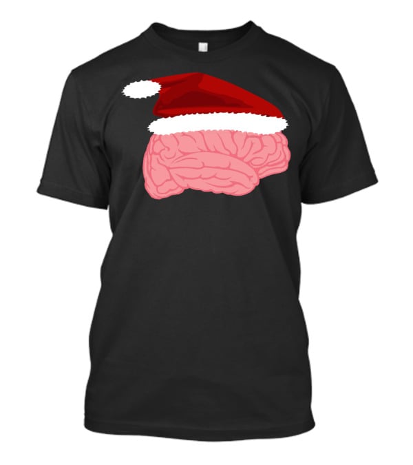 Neurologist Christmas Brain Surgeon Holiday Santa Hat Brain T-Shirt