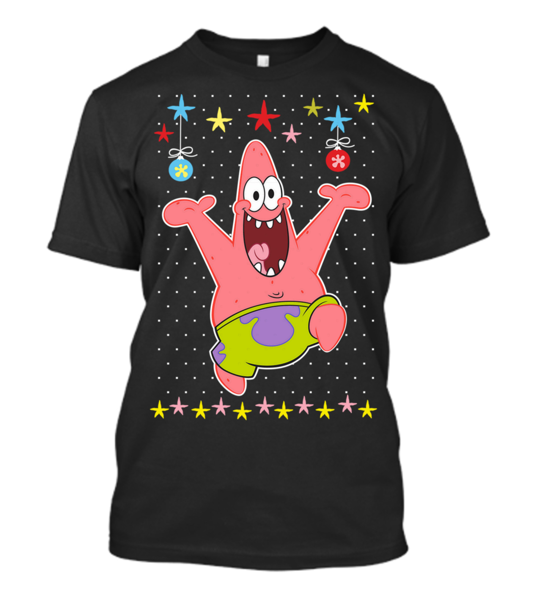 Patrick Star Festive Jumping Celebration Stars Nickelodeon Spongebob Squarepants T-Shirt