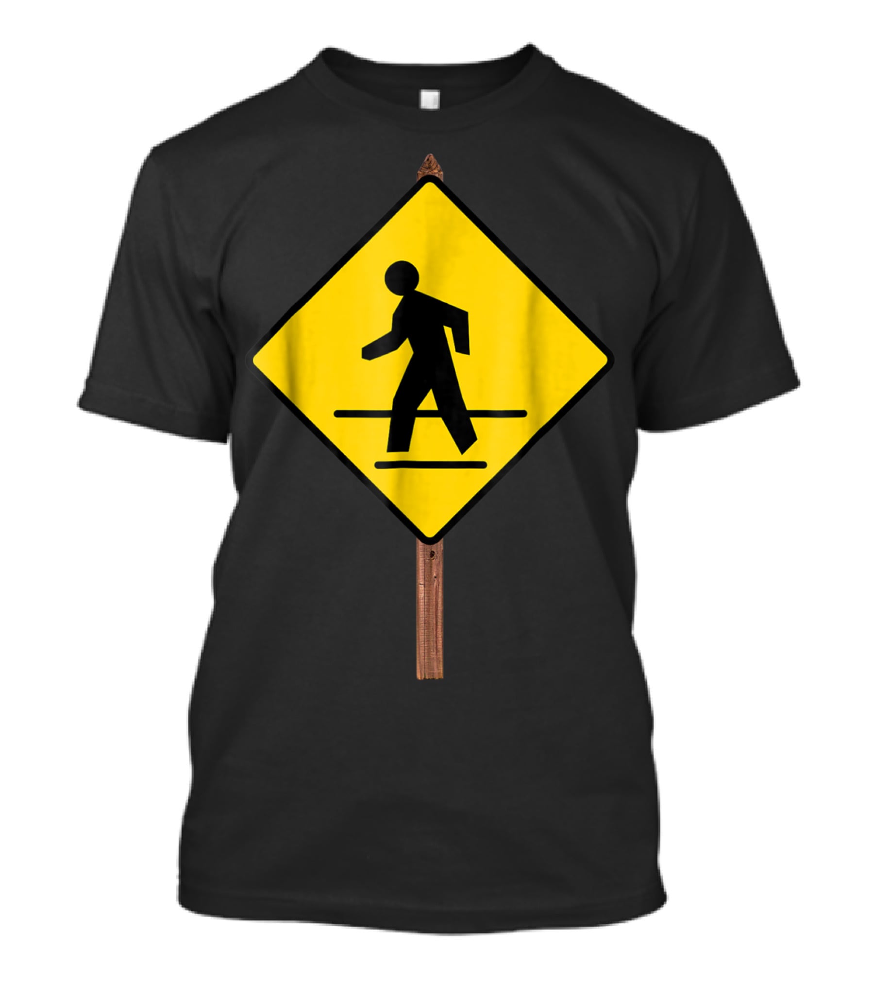 Pedestrian Crossing Road Sign Yellow Diamond Traffic T-Shirt