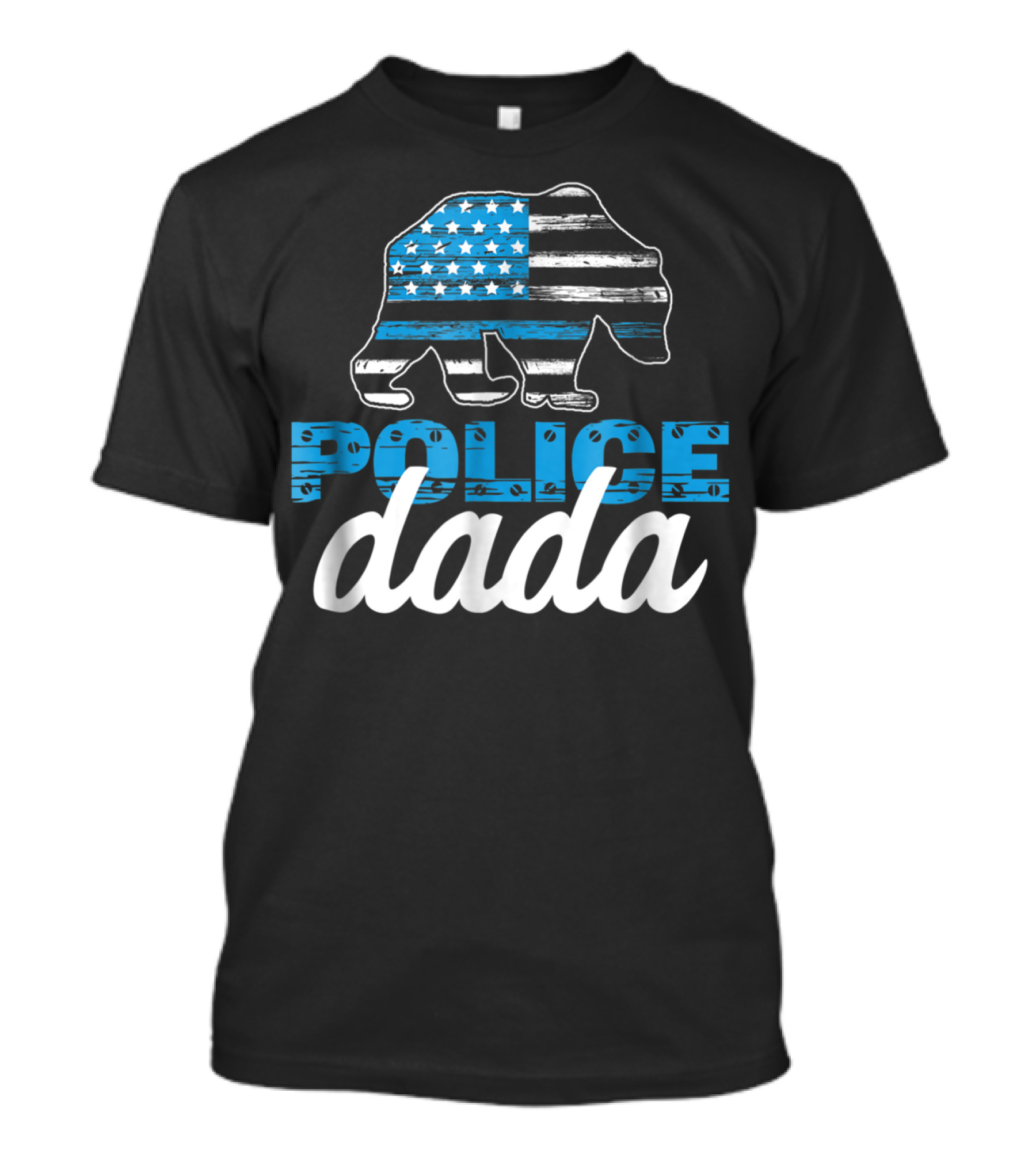 Police Dada Thin Blue Line Bear American Flag T-Shirt
