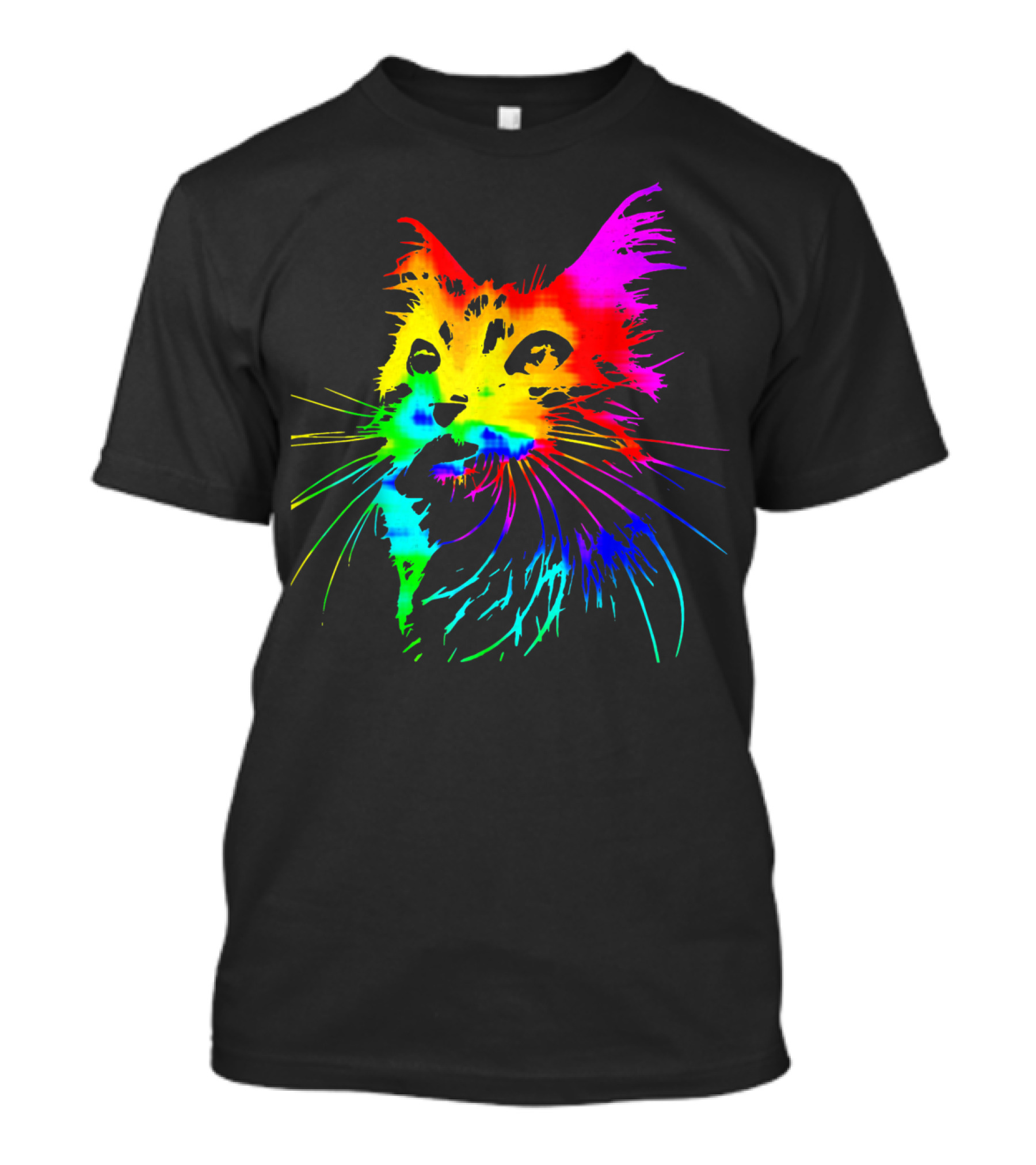 Tie Dye Rainbow Cat Multicolor Psychedelic Cat T-Shirt