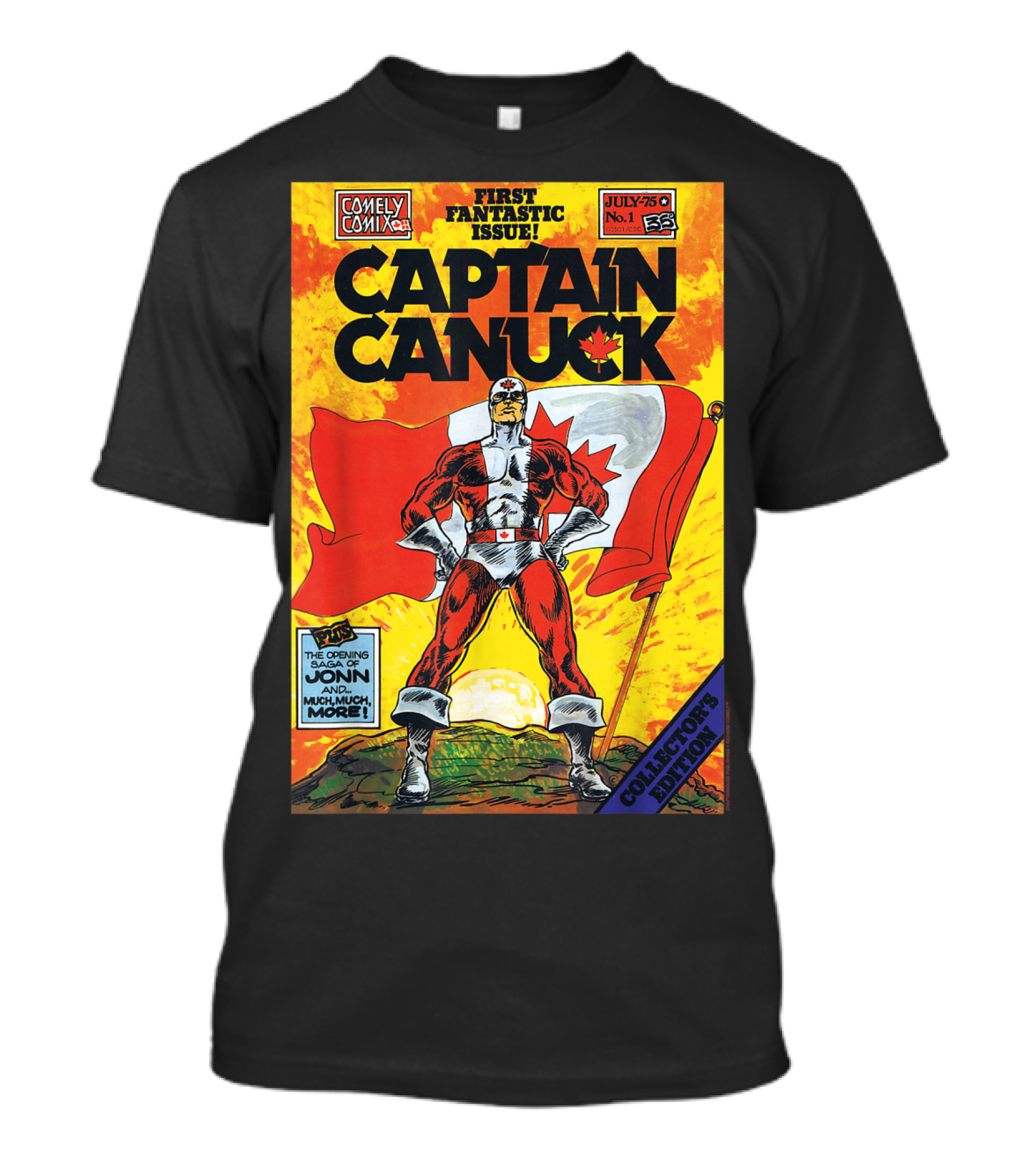 Comely Comix First Fantastic Issue Captain Canuck July 75 No. 1 Collector's Edition T-Shirt