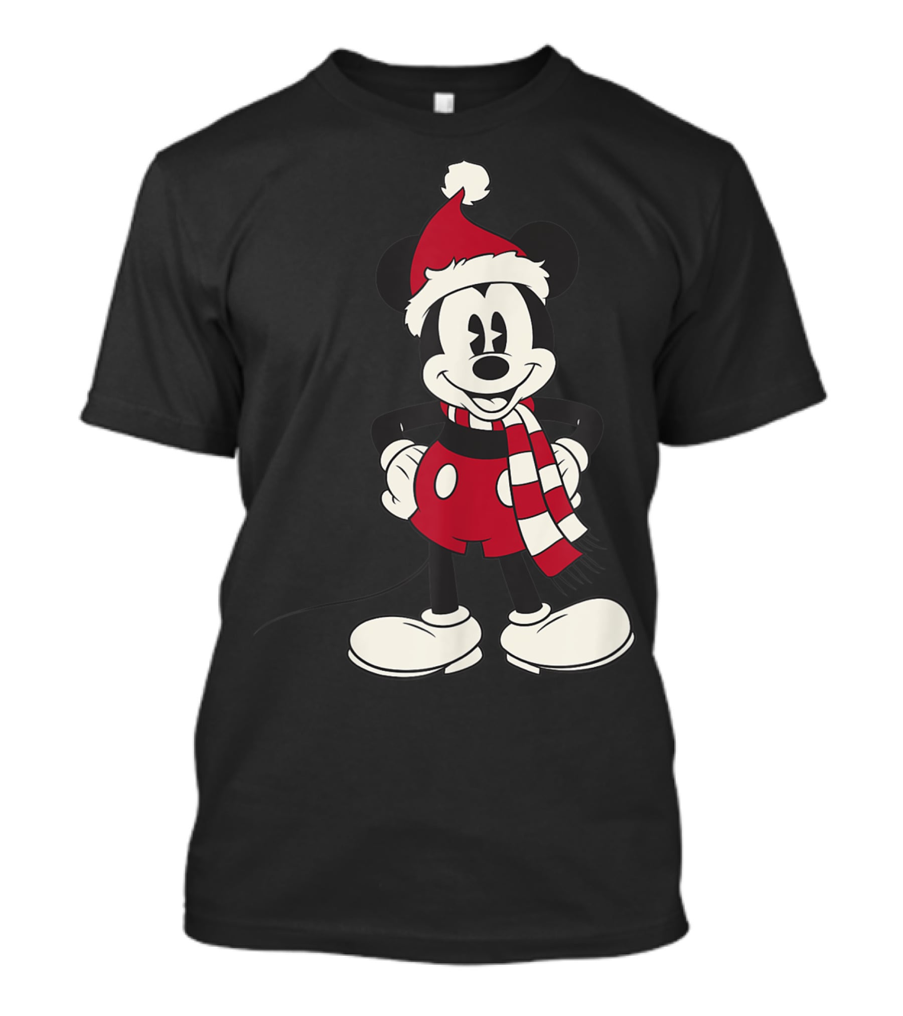 Disney Mickey Mouse Santa Hat And Scarf T-Shirt