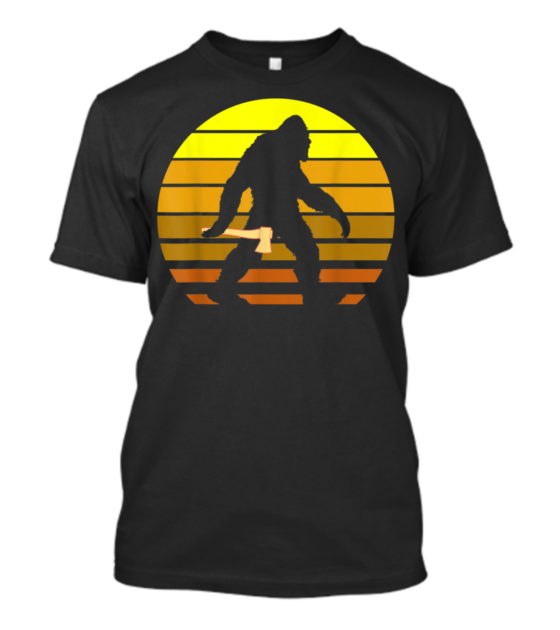 Big Foot Axe Thrower Father's Day Sunset T-Shirt