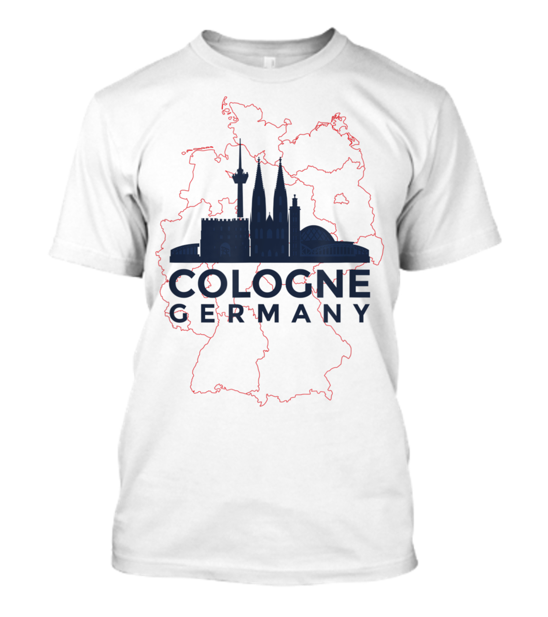 Cologne Germany Koln Skyline And Map Souvenir T-Shirt
