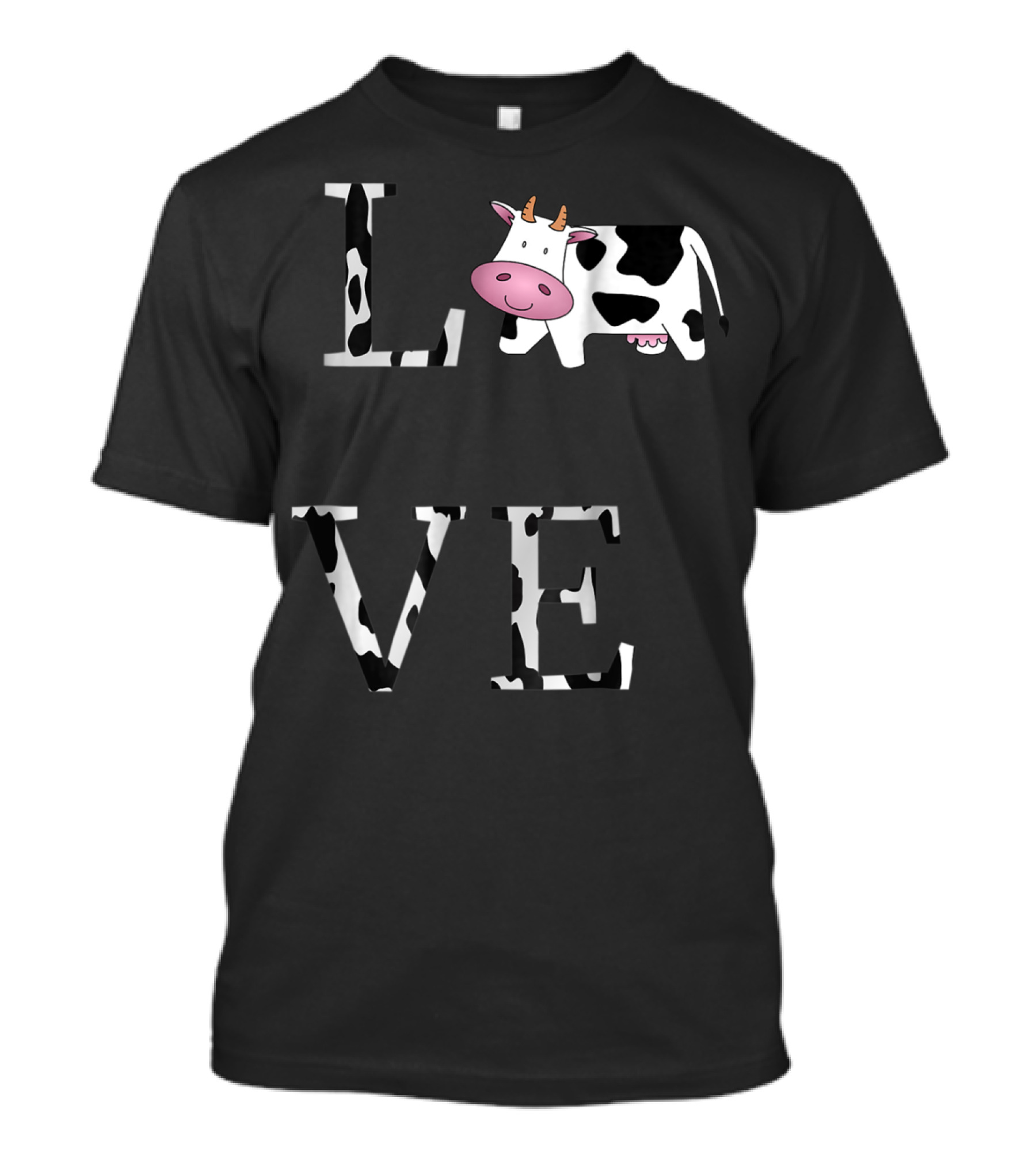 Cow Print LOVE With Cute Cow Face T-Shirt
