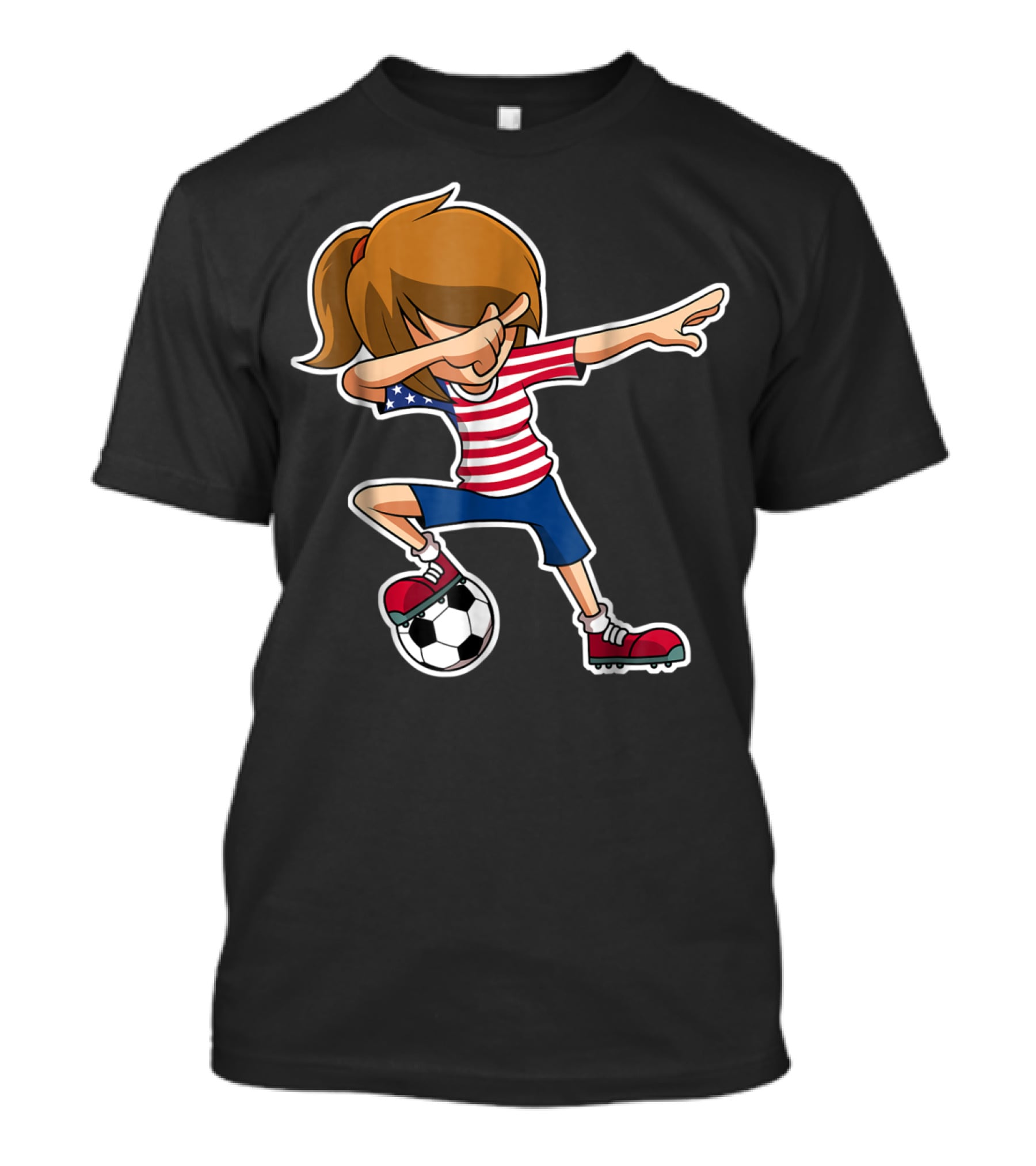 USA Soccer Girl Dabbing Pose With American Flag Jersey T-Shirt