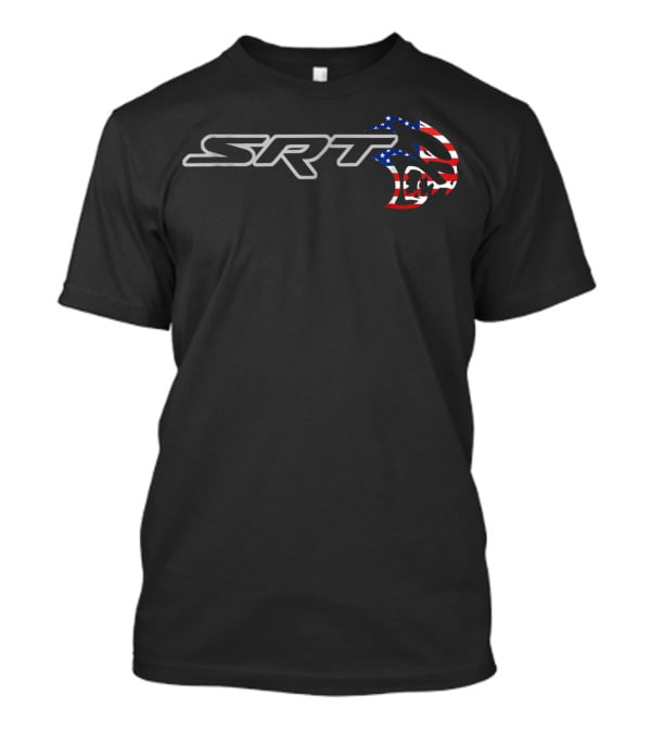 SRT Hellcat Dodge American Flag Silver US T-Shirt