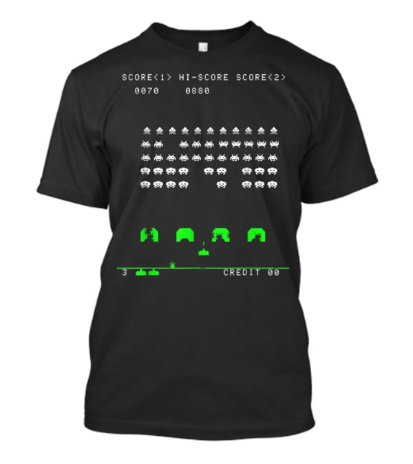Cool Space Nerd Invaders Score Screen Gaming Retro Classic T-Shirt