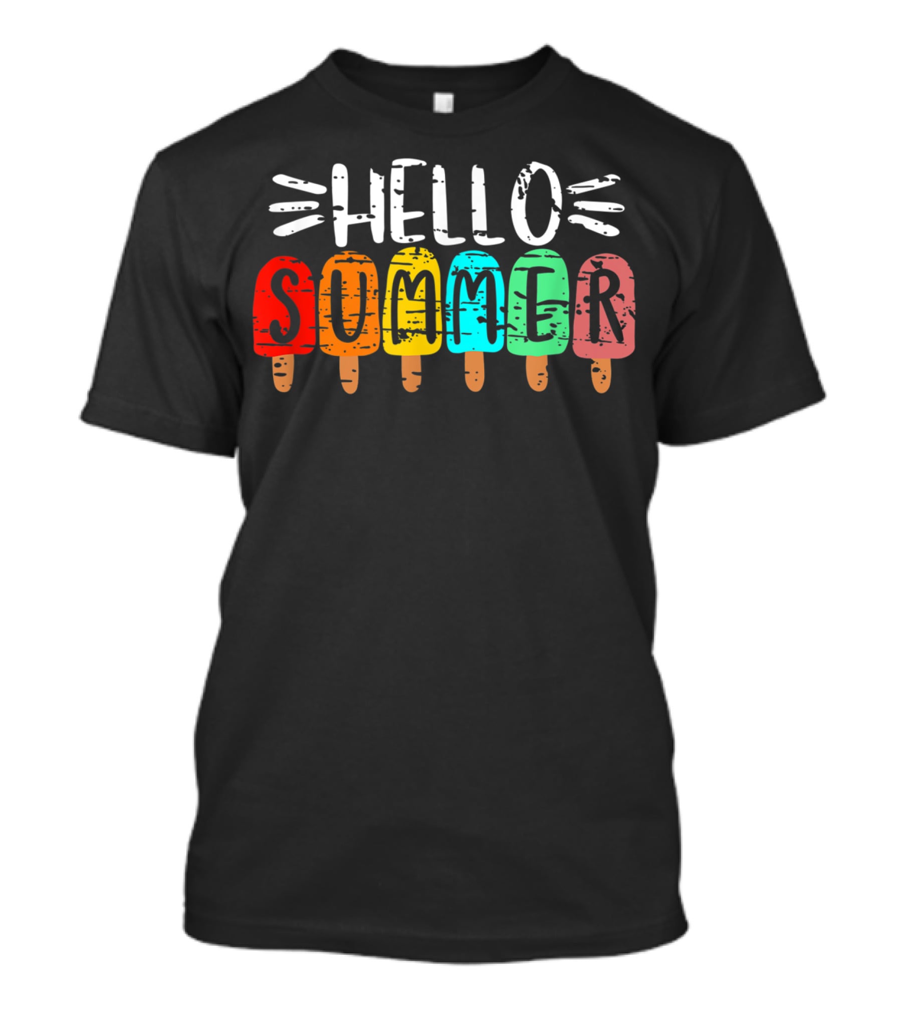 Hello Summer Vacation Ice Cream Popsicles T-Shirt