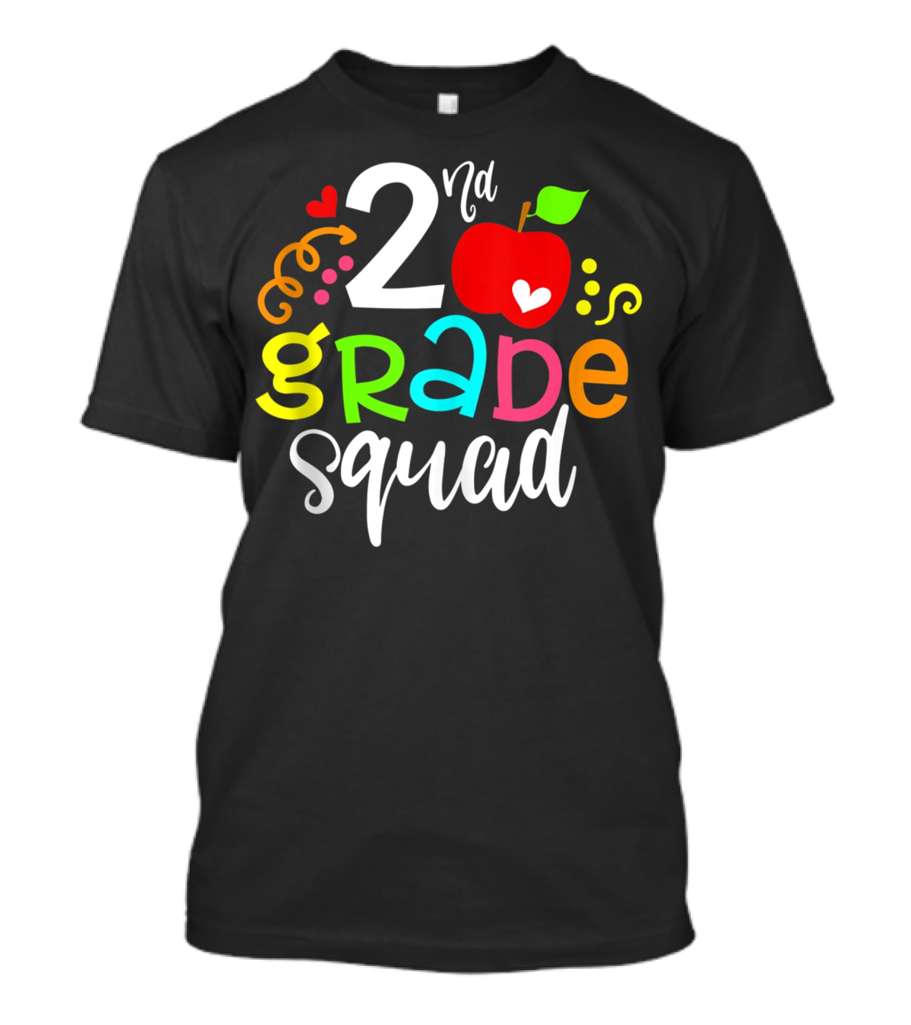 2nd Grade Squad Apple Graphic Second Grade Team T-Shirt